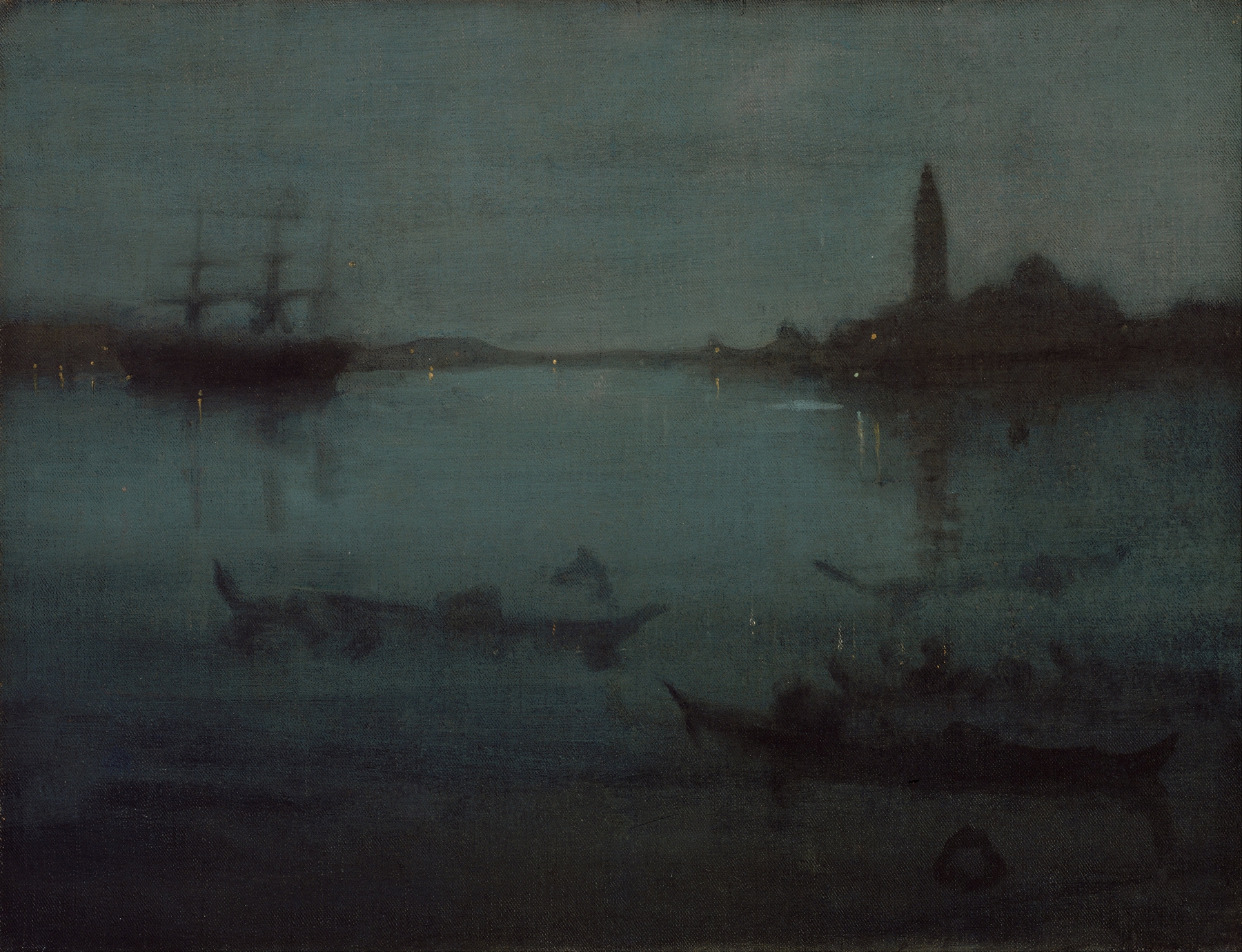 Nocturne in Blue and Silver- The Lagoon, Venice, by James Abbott McNeill Whistler, public domain
