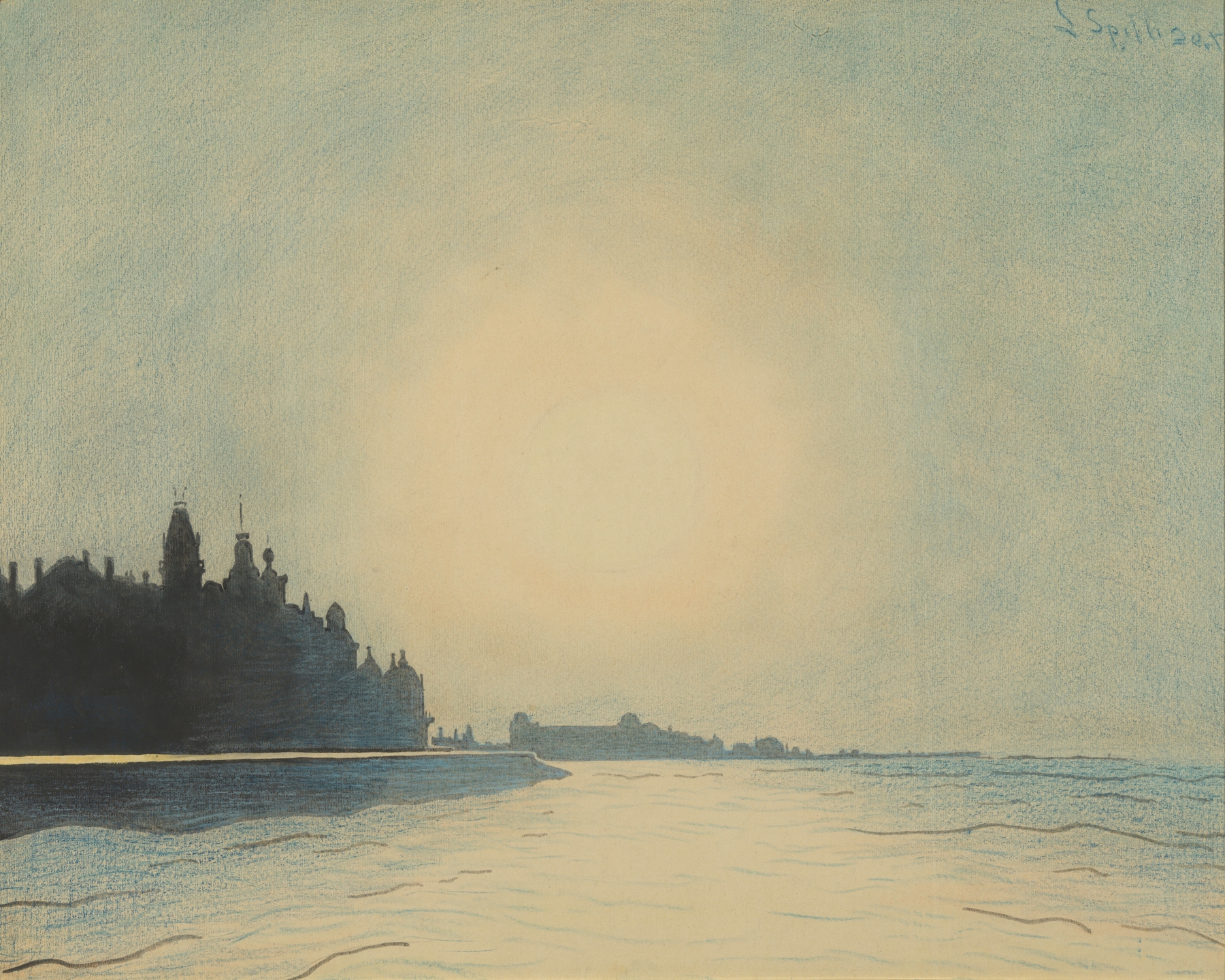 De zeedijk te Oostende van op het staketsel gezien, by Léon Spilliaert, public domain