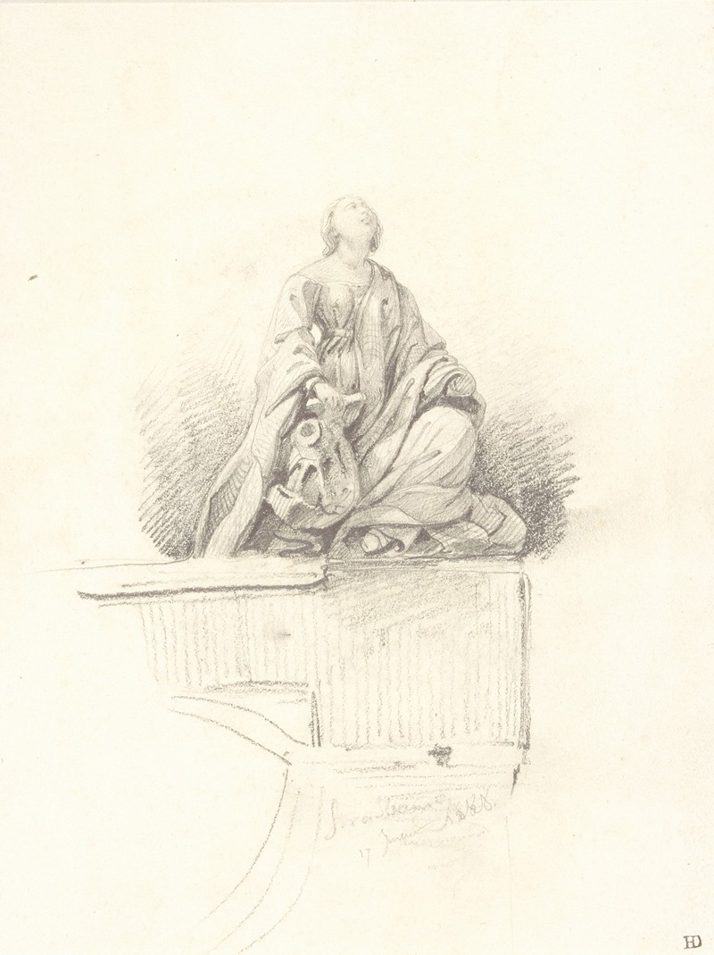 Study of a Figural Monument by Paul Delaroche showcases intricate details and emotional depth.