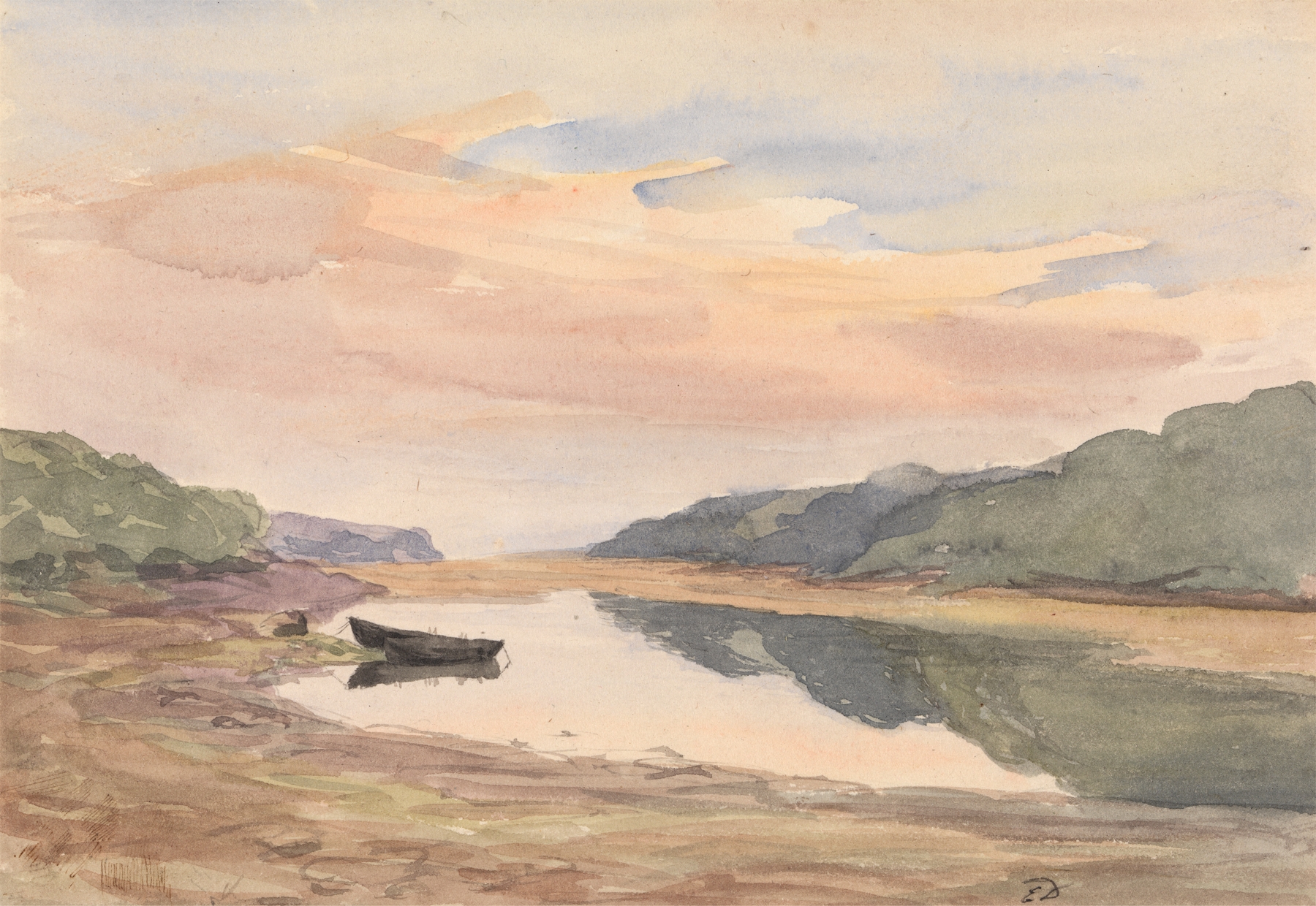 Erne River landscape by Edward Thompson Davis, oil on canvas