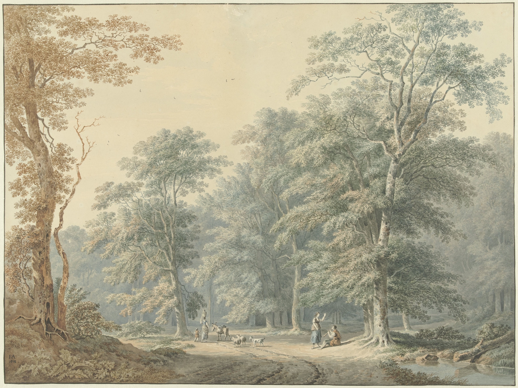 Landscape with classical drapery by Jan Apeldoorn, oil painting