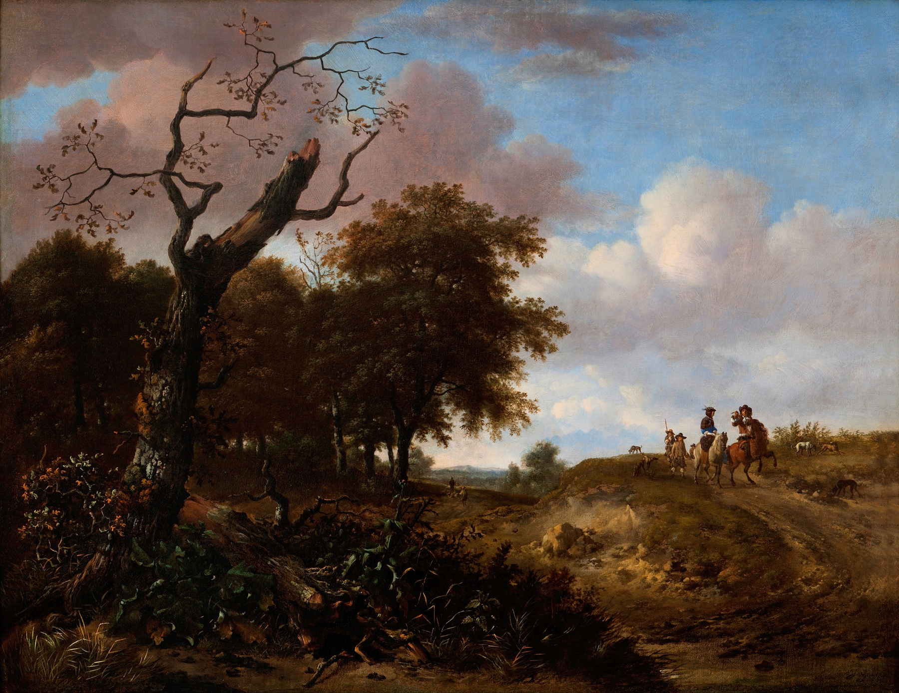 Hunting party in the dunes, by Jan Wijnants, public domain