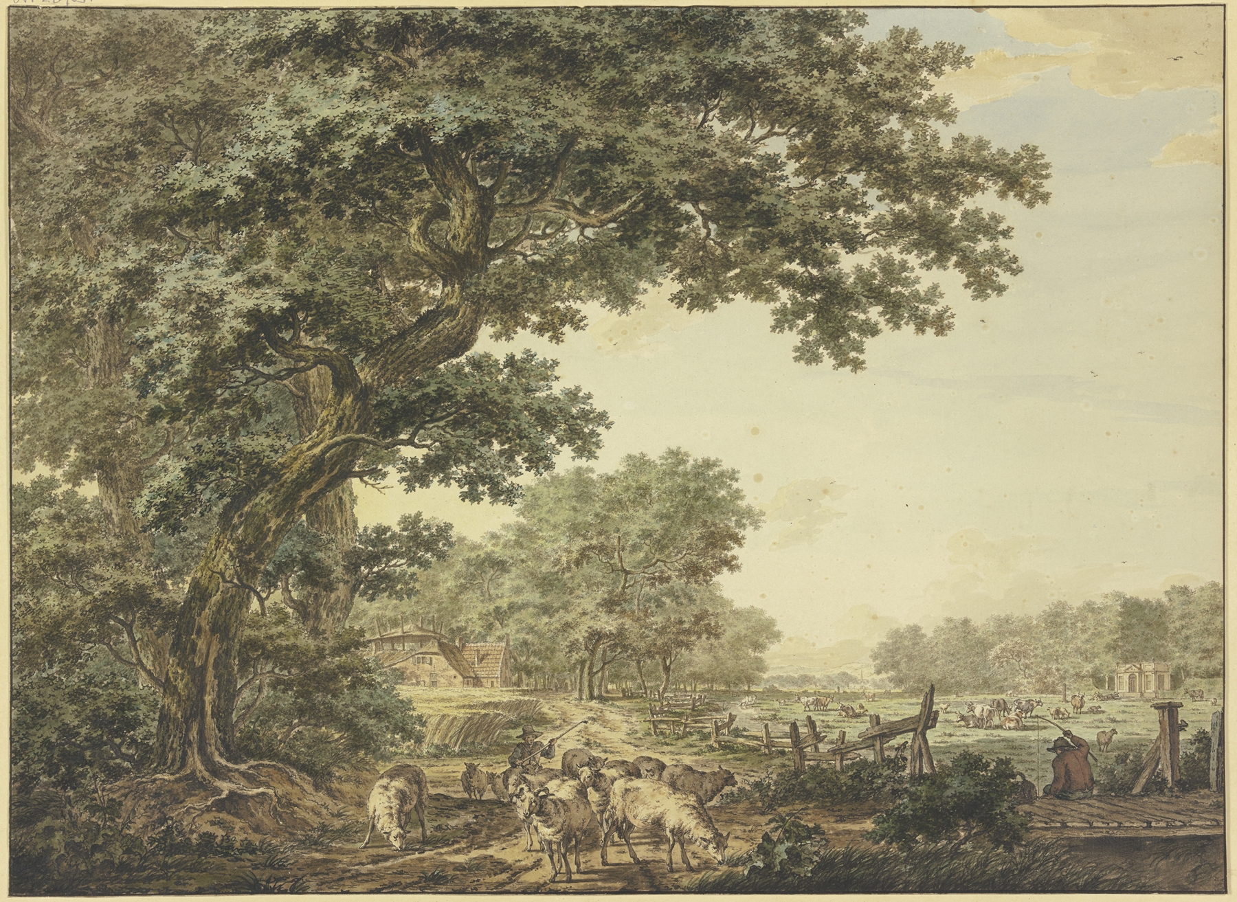 Landscape with a shepherd and herd, river scene, oil painting by Jacob Cats