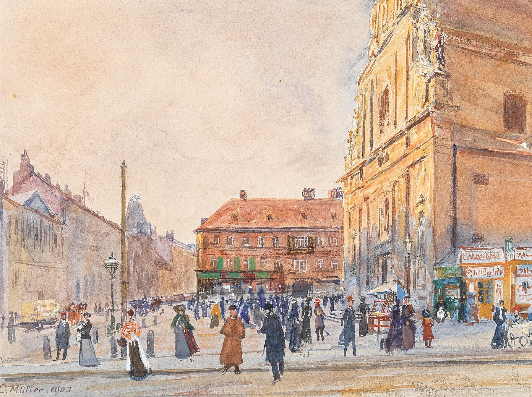 Karmeliterkirche Leopoldstadt by Carl Müller, oil on canvas