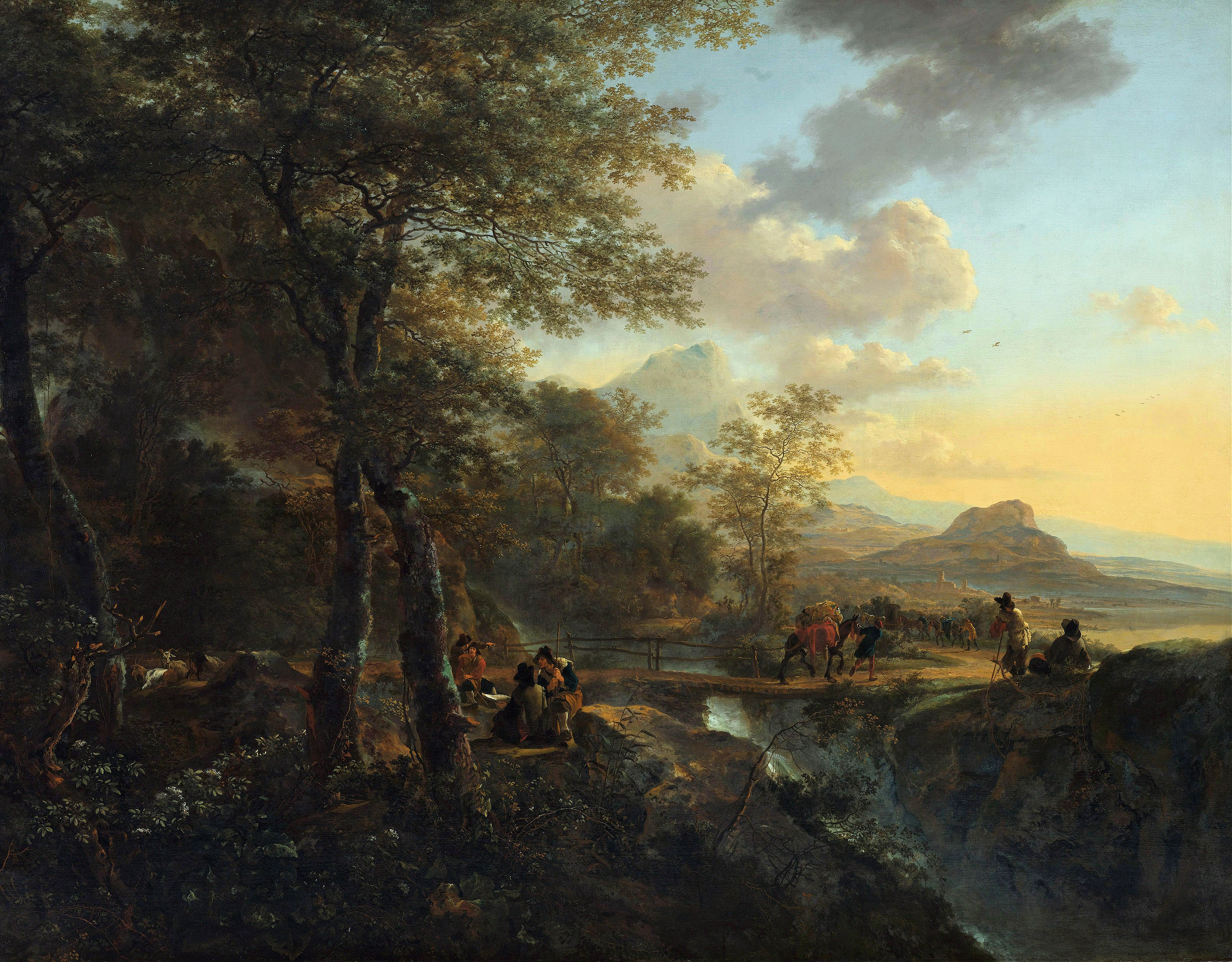 Italian Landscape with a Draughtsman, by Jan Both, public domain