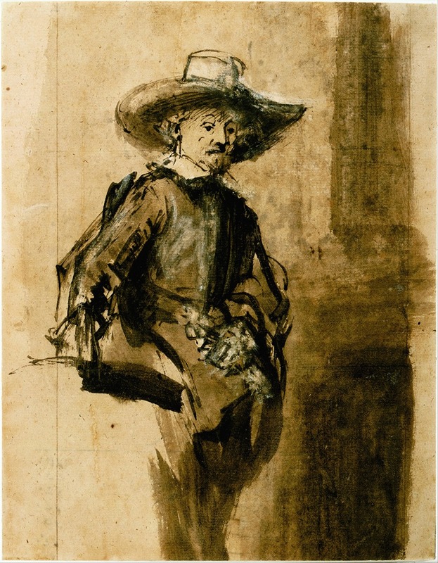 Study for one of the Syndics, Volckert Jansz is a preparatory work by Rembrandt.