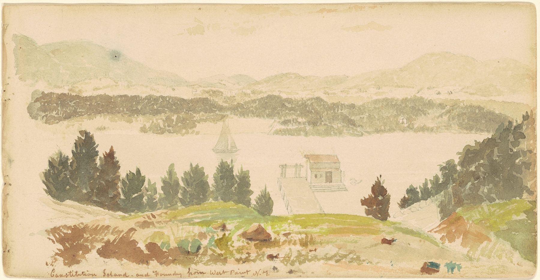 Landscape of Constitution Island and Foundry by Seth Eastman, c. 1837