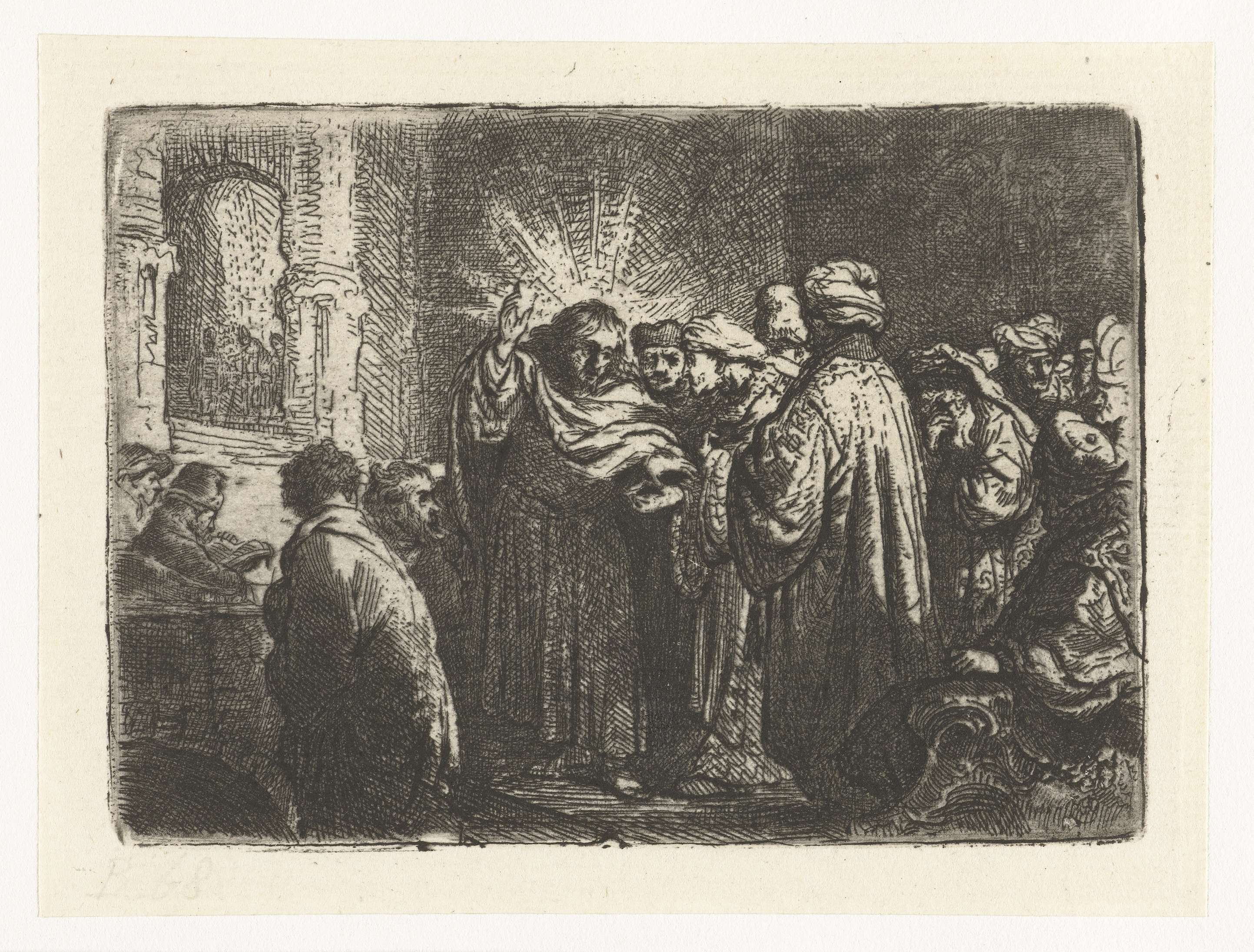 The tribute money, by Rembrandt van Rijn, public domain