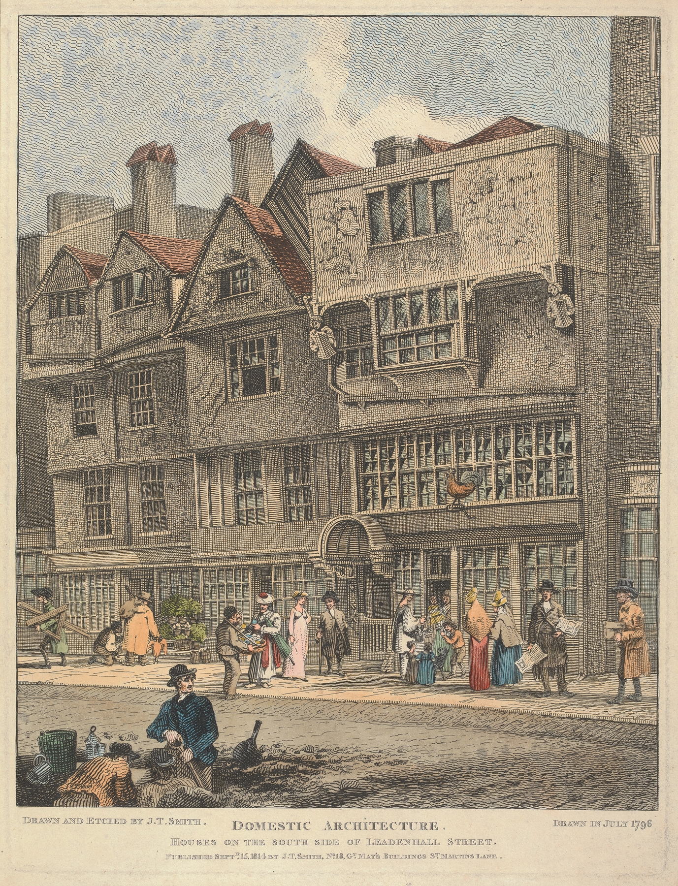 Engraving by John Thomas Smith depicting architecture on Leadenhall Street
