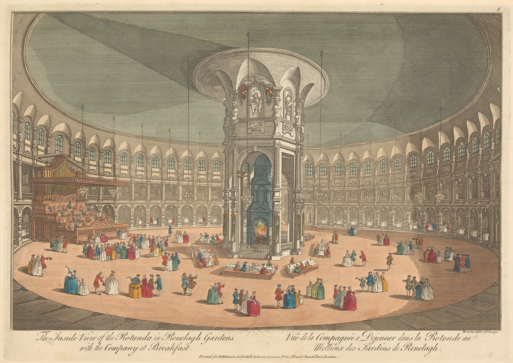 Interior scene with figures at breakfast in a rotunda, oil painting by Thomas Bowles III