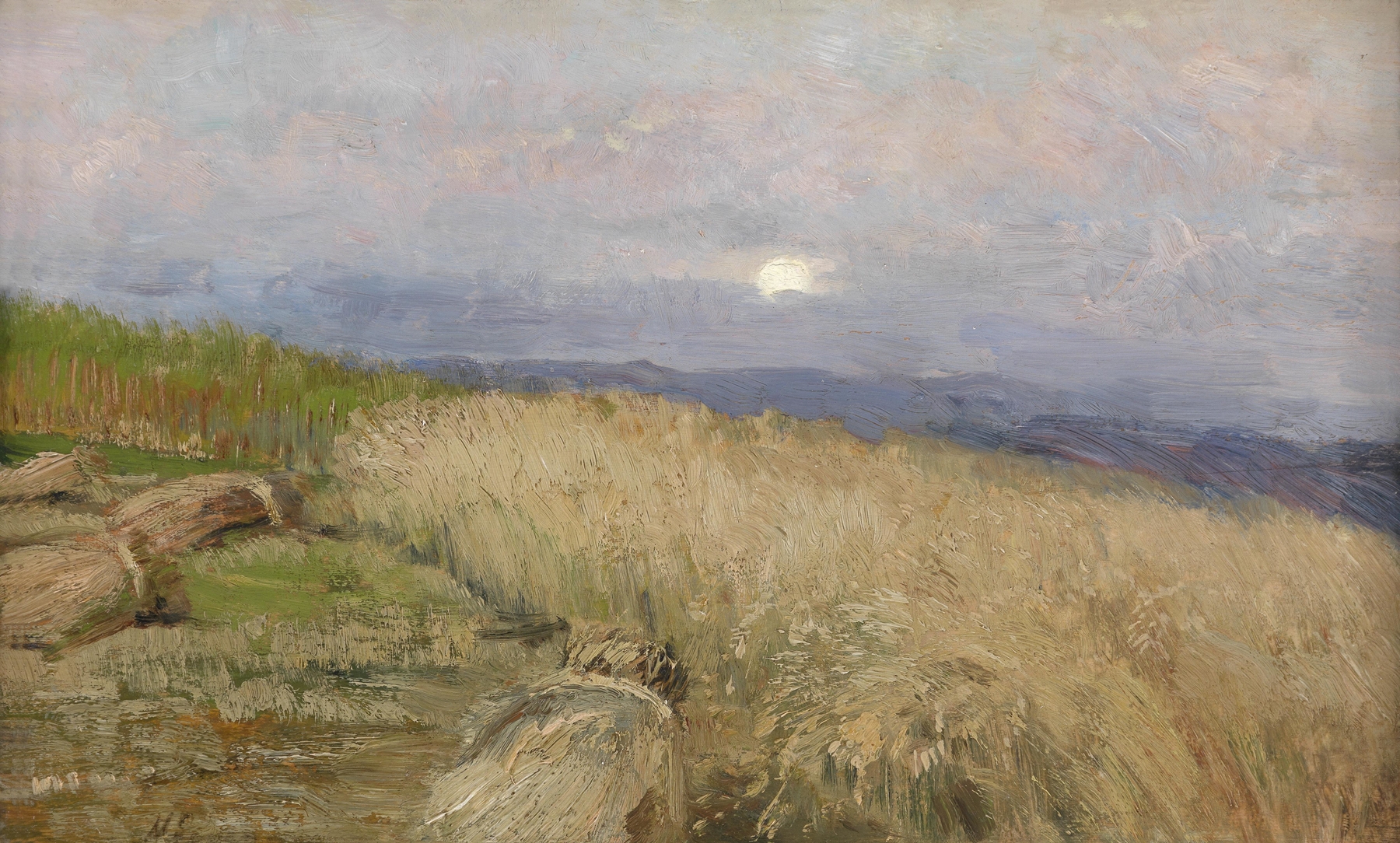 Impressionism landscape by Marie Egner depicting a vibrant sunset with swirling colors.