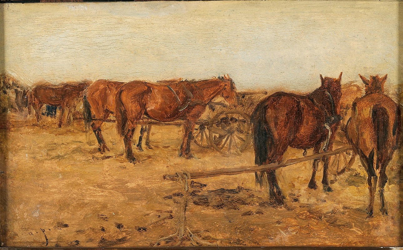 A depiction of a carriage with horses, showcasing daily life in a realistic style.