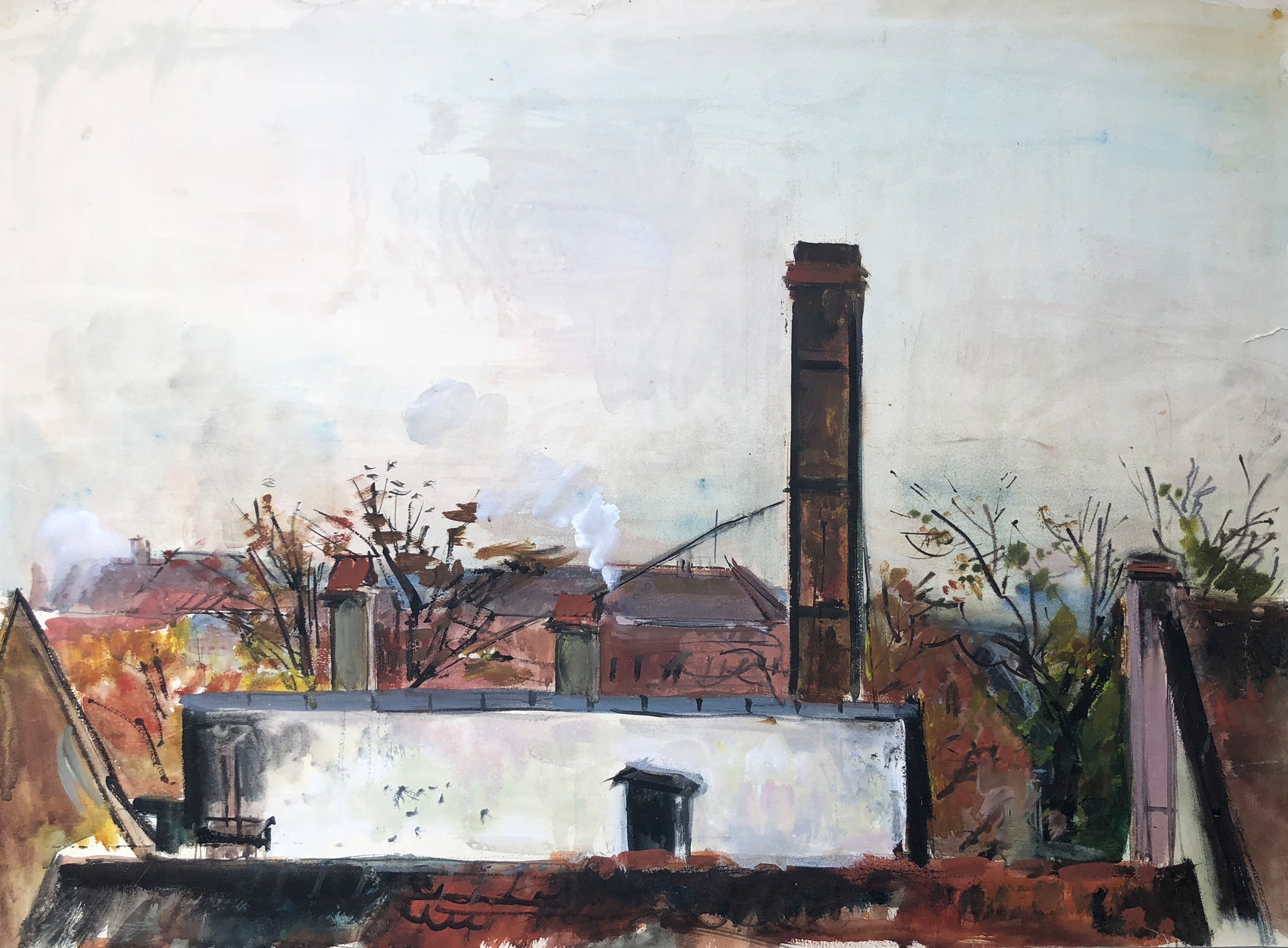 Landscape with a brooding sky, oil painting by Otto Geigenberger