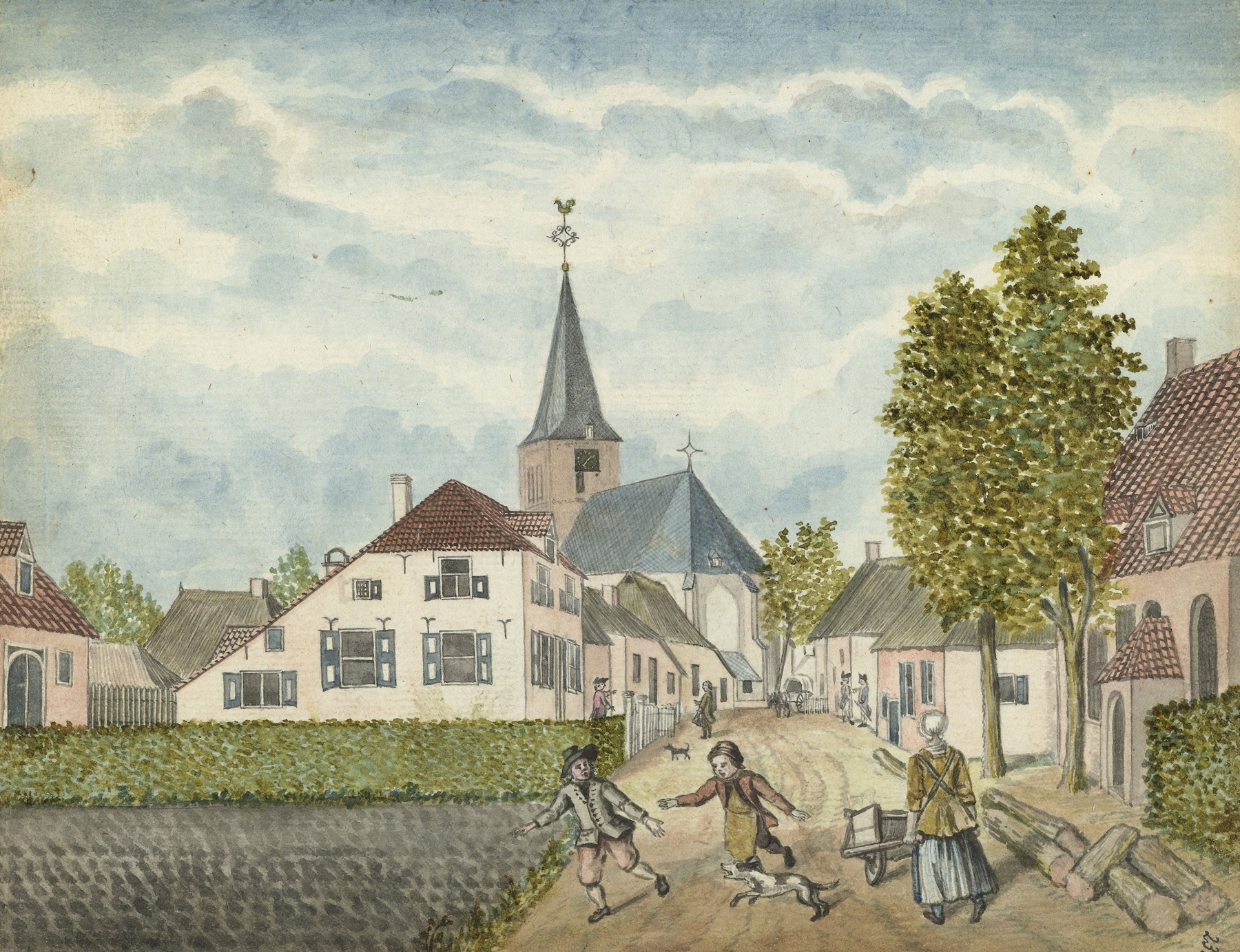 Landscape of Wehl village with hills, oil painting by Jan Brandes