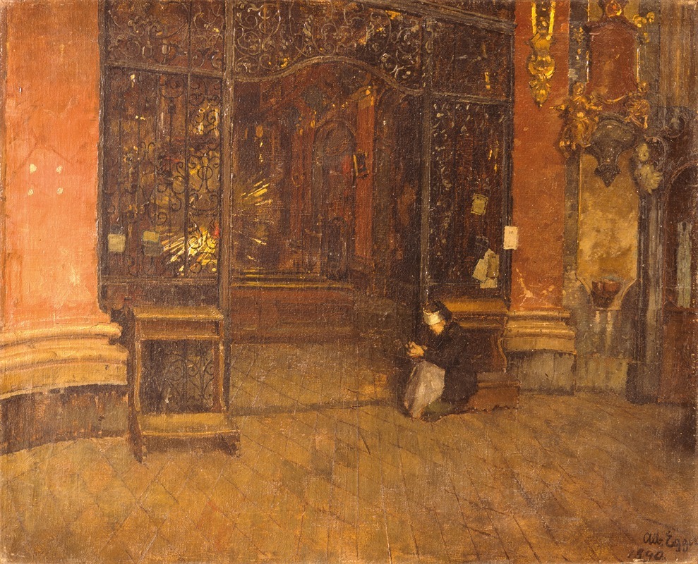 Albin Egger Lienz's painting captures the interior of the Johanneskirche in Munich.