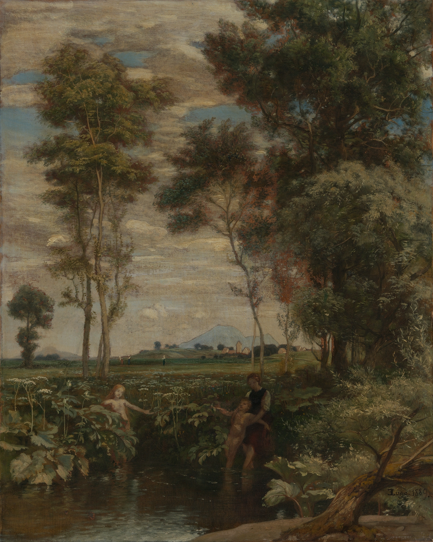Children playing in water, oil painting by Emil Lugo