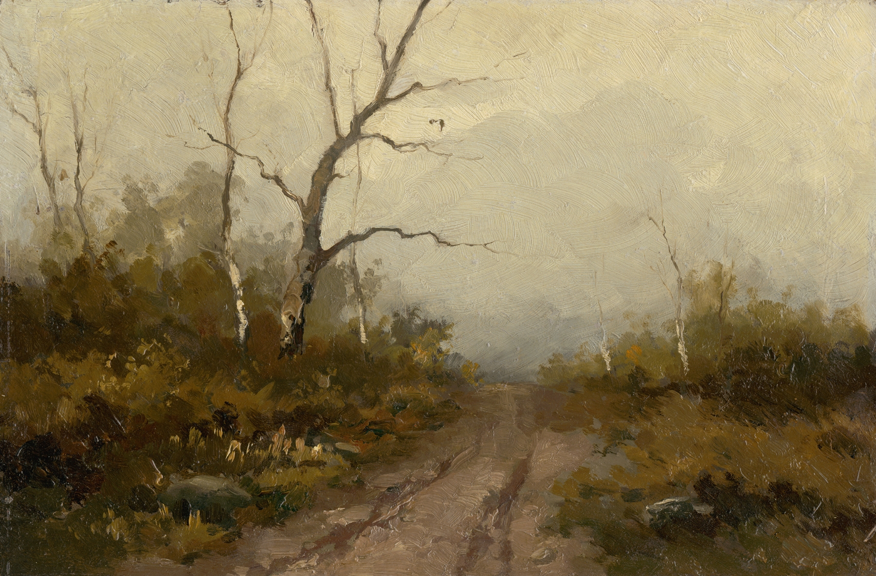 Forest Motif by Felicián Moczik, oil painting depicting a vibrant forest scene.