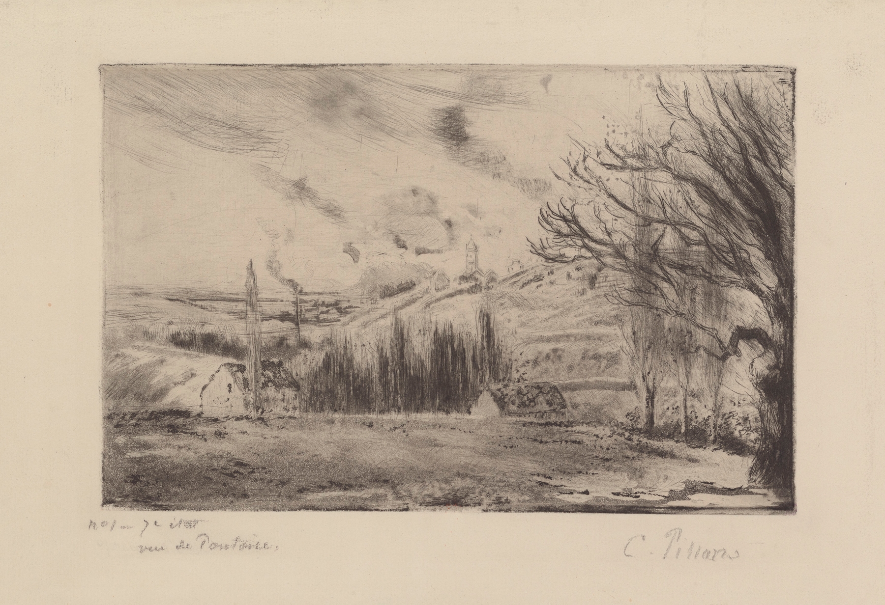 Vue de Pontoise, by Camille Pissarro, public domain