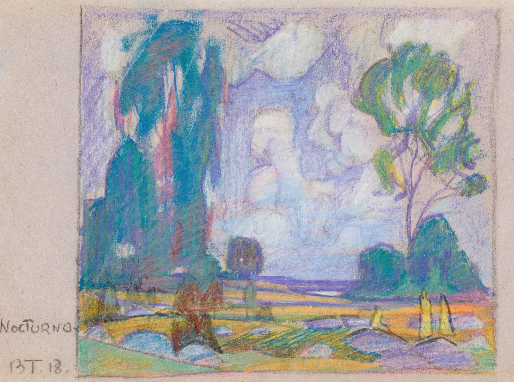 Nocturno by Balder Tomasberg, oil painting depicting a serene night landscape.