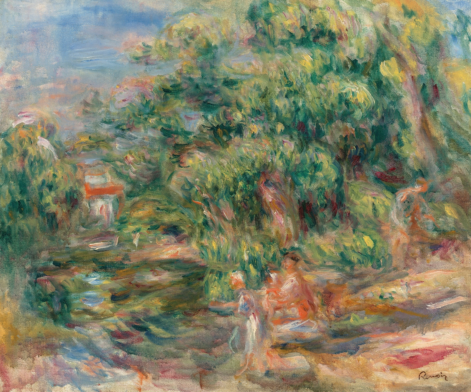 Lavandières au bord du Loup, by Pierre-Auguste Renoir, public domain