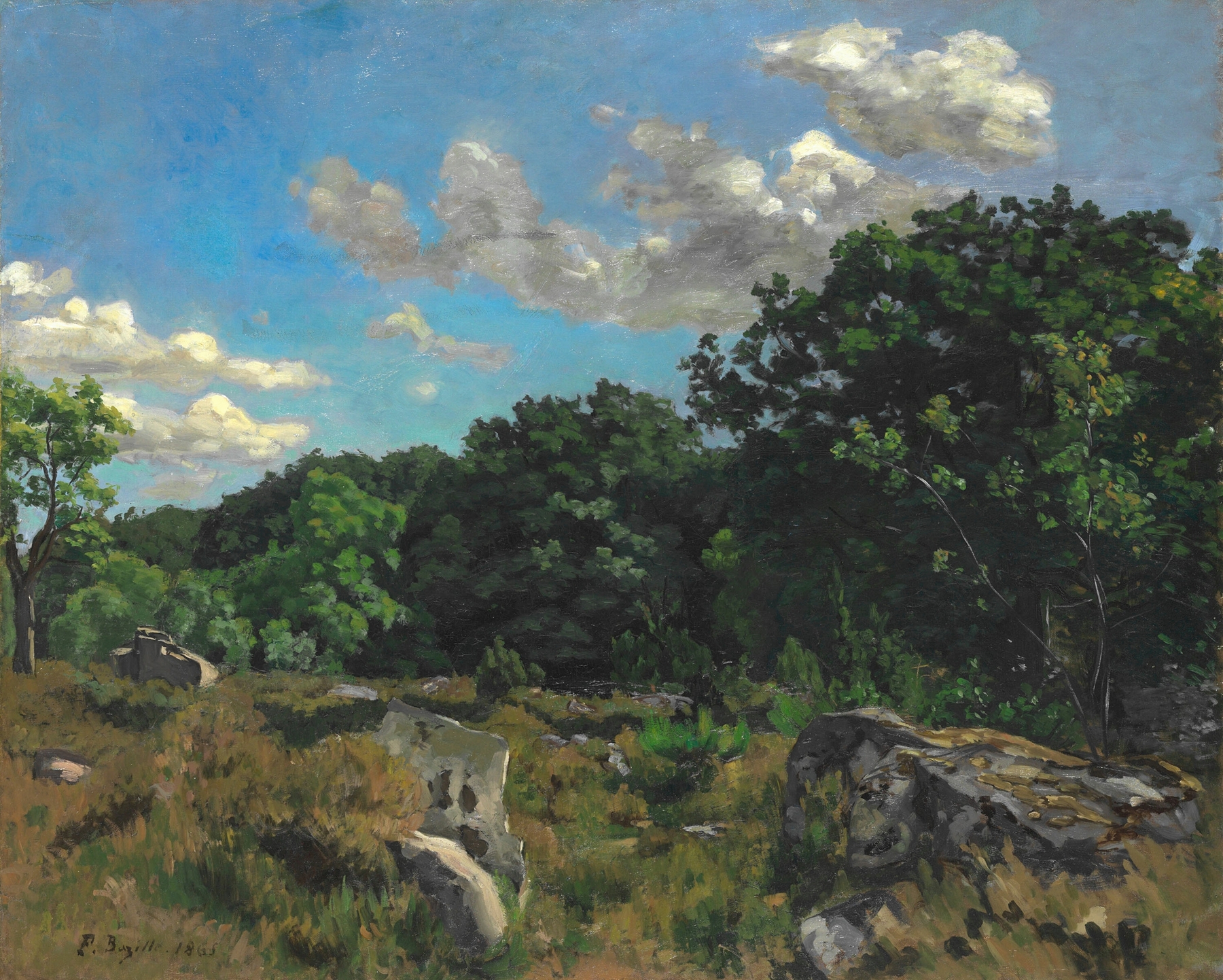 Landscape at Chailly, oil on canvas by Frédéric Bazille, featuring a lush forest path.