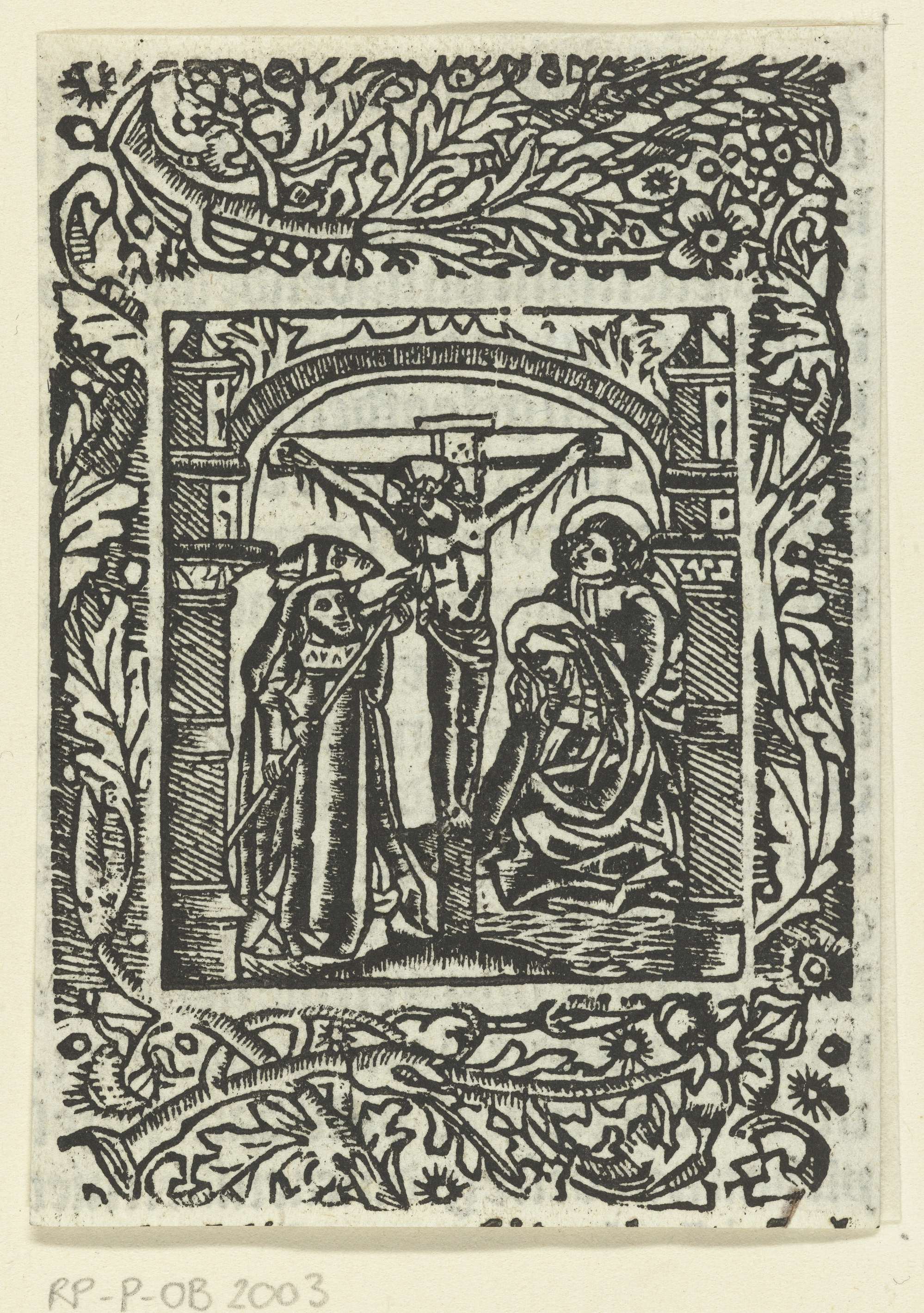 Christus aan het kruis, paper artwork by Meester van de Delbecq-Schreiber-Passie
