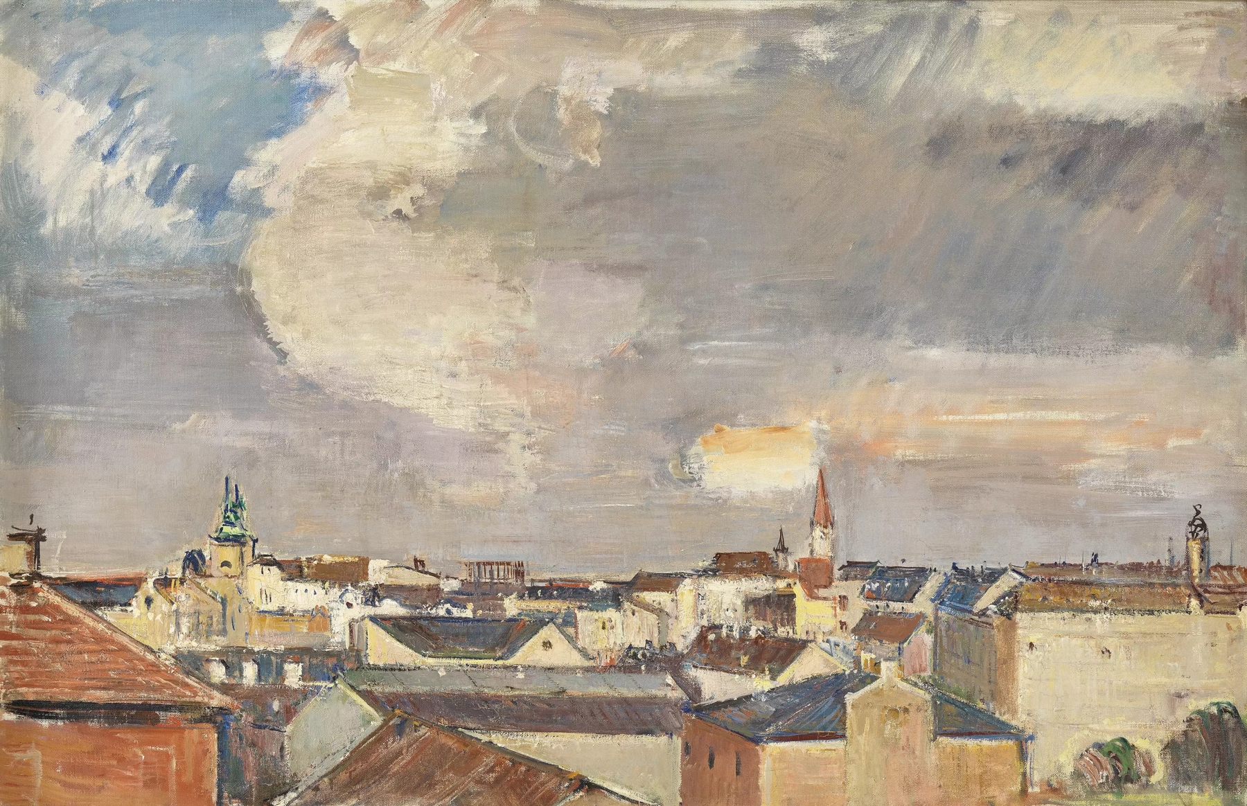 Die Dächer von Wien by Anton Faistauer, expressionism, depicting rooftops of Vienna.