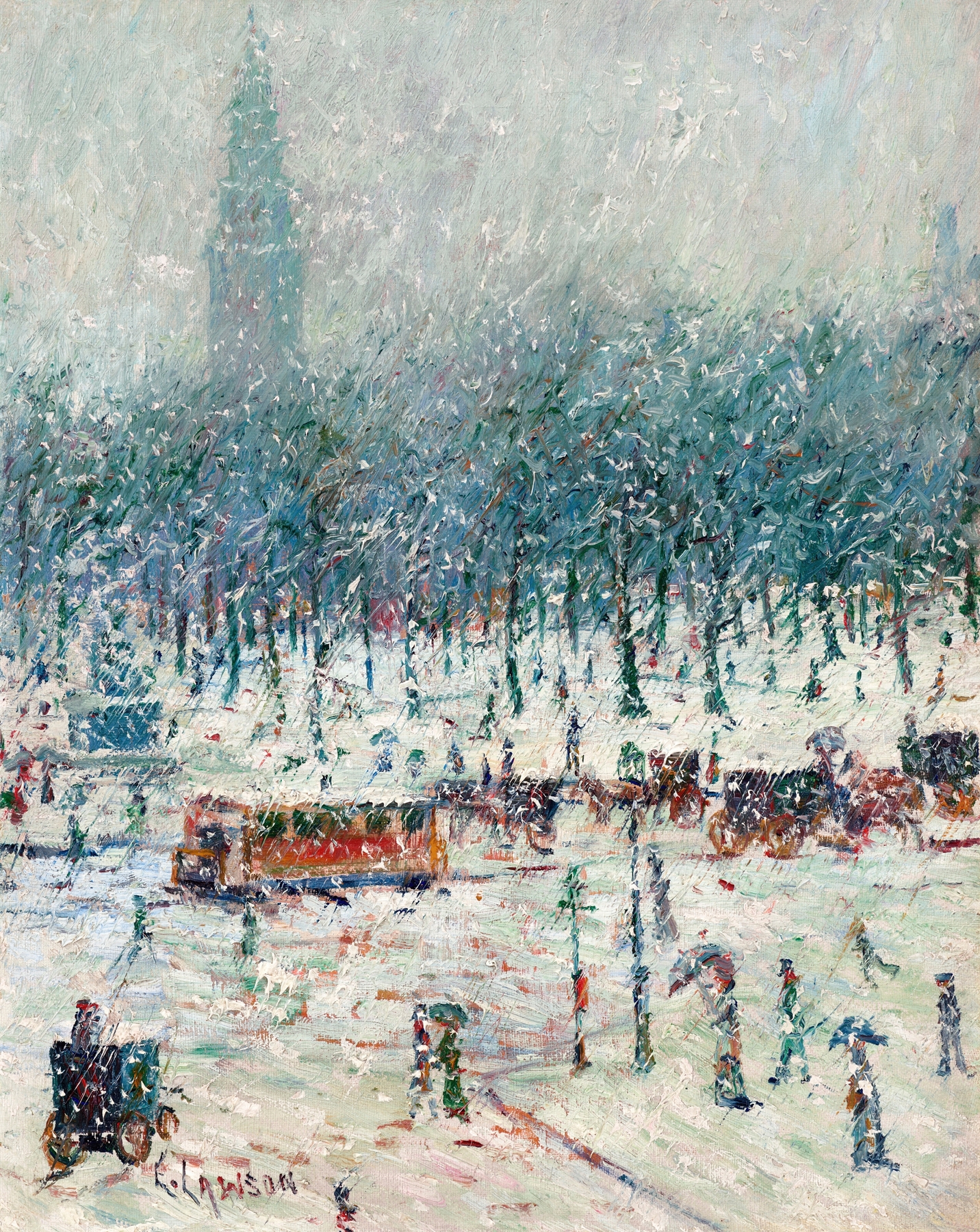 Winter—New York Snow Scene with Madison Square Garden in the Distance, by Ernest Lawson, public domain