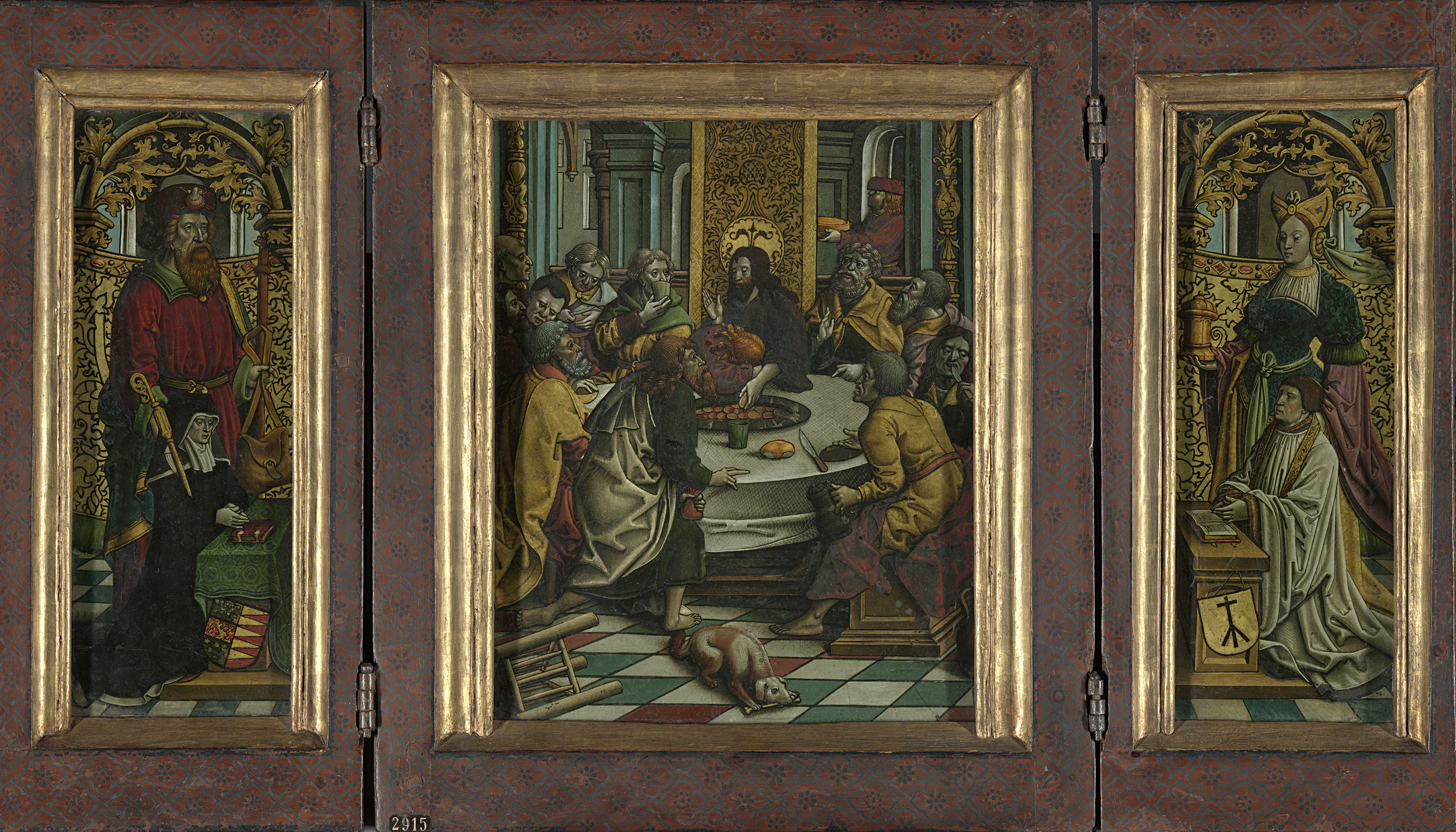 Triptych with the Last Supper and Donors, by Jacob Cornelisz van Oostsanen, public domain