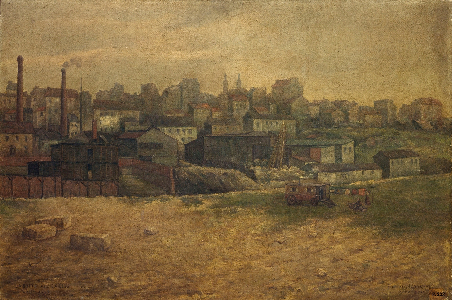 Landscape of La Butte aux Cailles, oil on canvas by Eugène de Ménorval