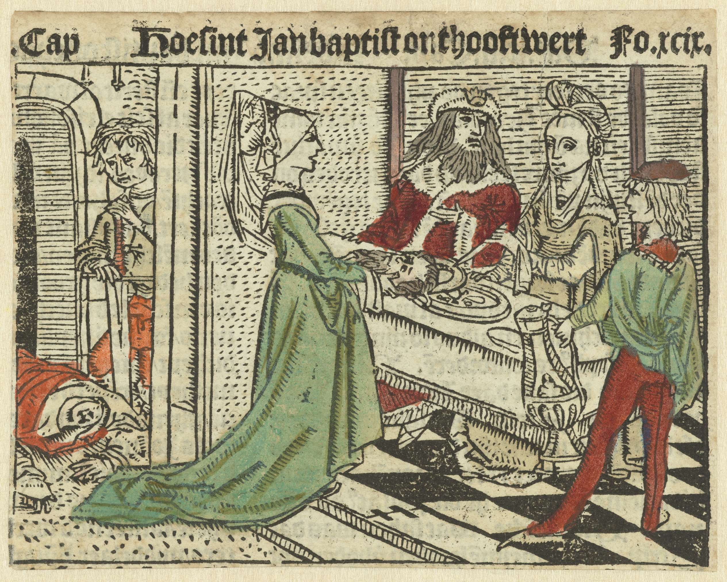 Salome brengt het hoofd van Johannes de Doper naar Herodias, oil painting by Meester van Antwerpen