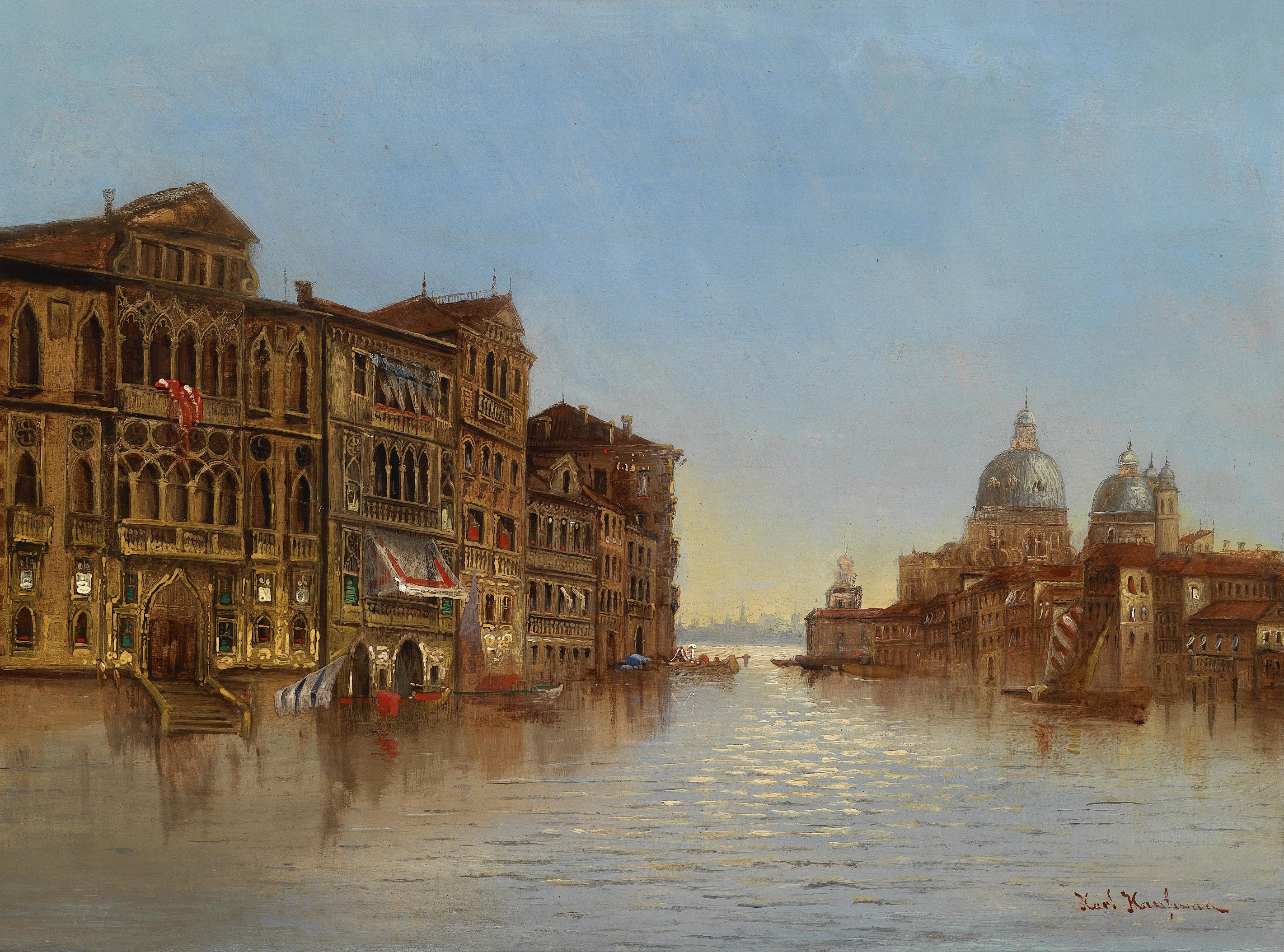 Landscape of Venice with Santa Maria Della Salute, oil painting by Karl Kaufmann
