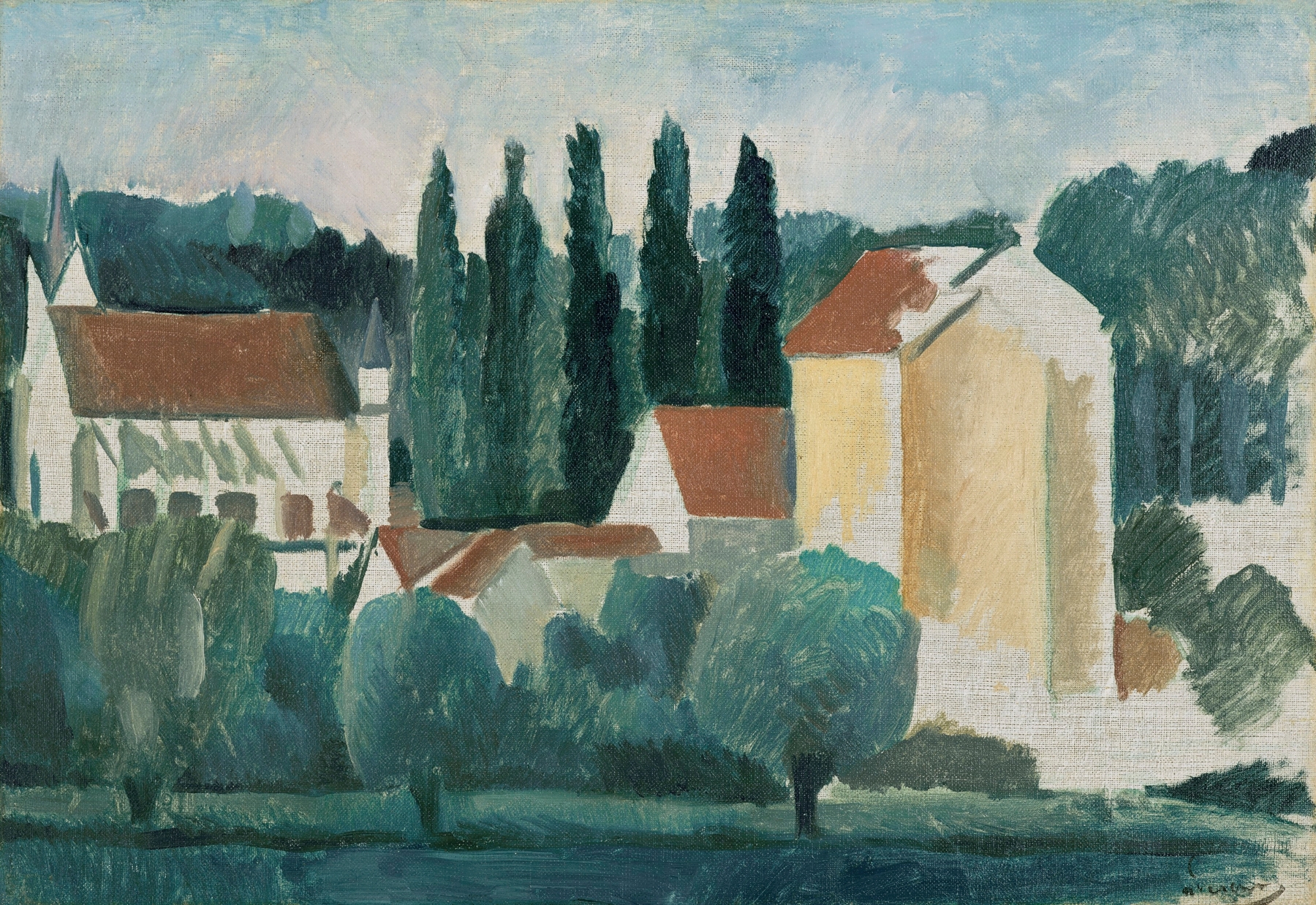 La chapelle-sous-Crécy (Le Moulin) by André Derain, oil painting depicting a vibrant landscape with a chapel.