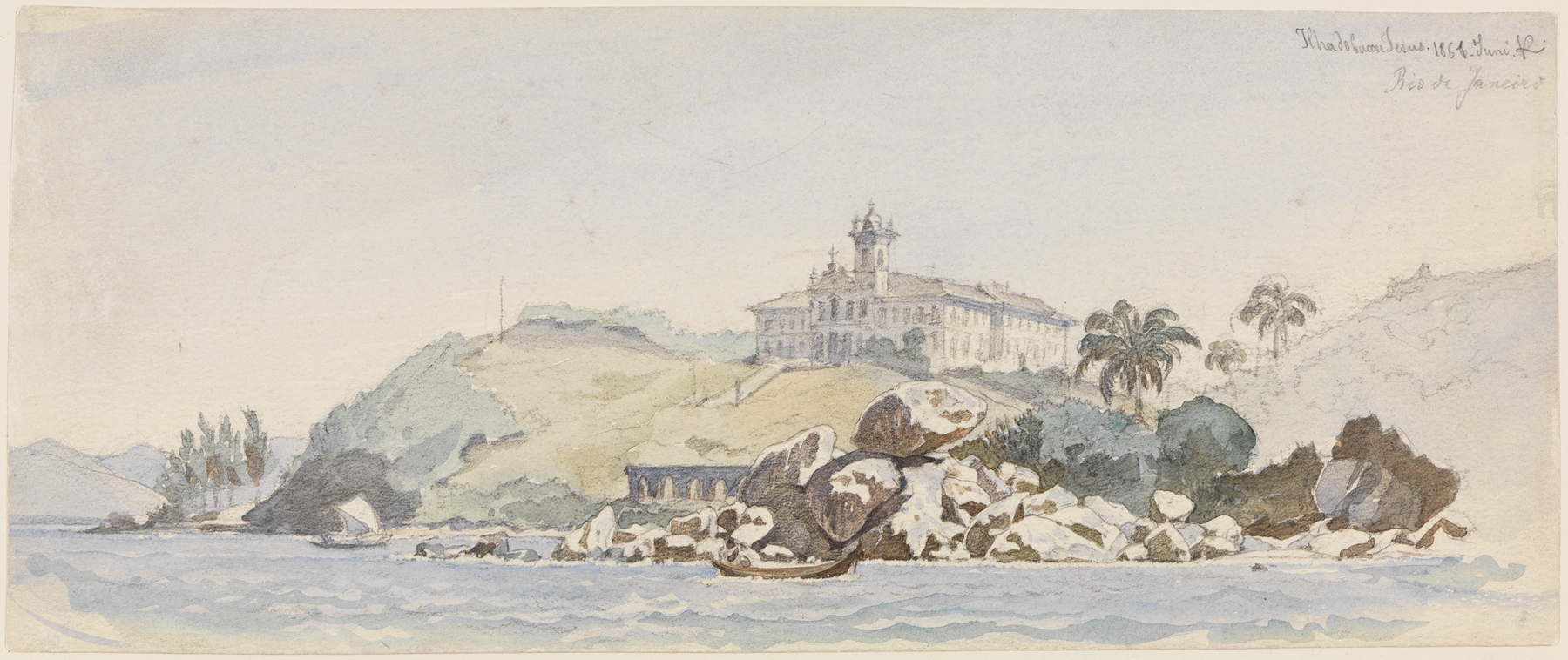 Marine scene depicting Die ‘Ilha do buon Jesus’ by Ferdinand Keller, oil painting