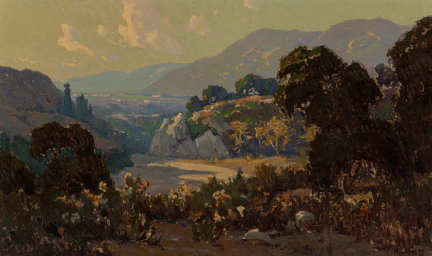 Landscape of Devil’s Gate, California by Elmer Wachtel, oil painting