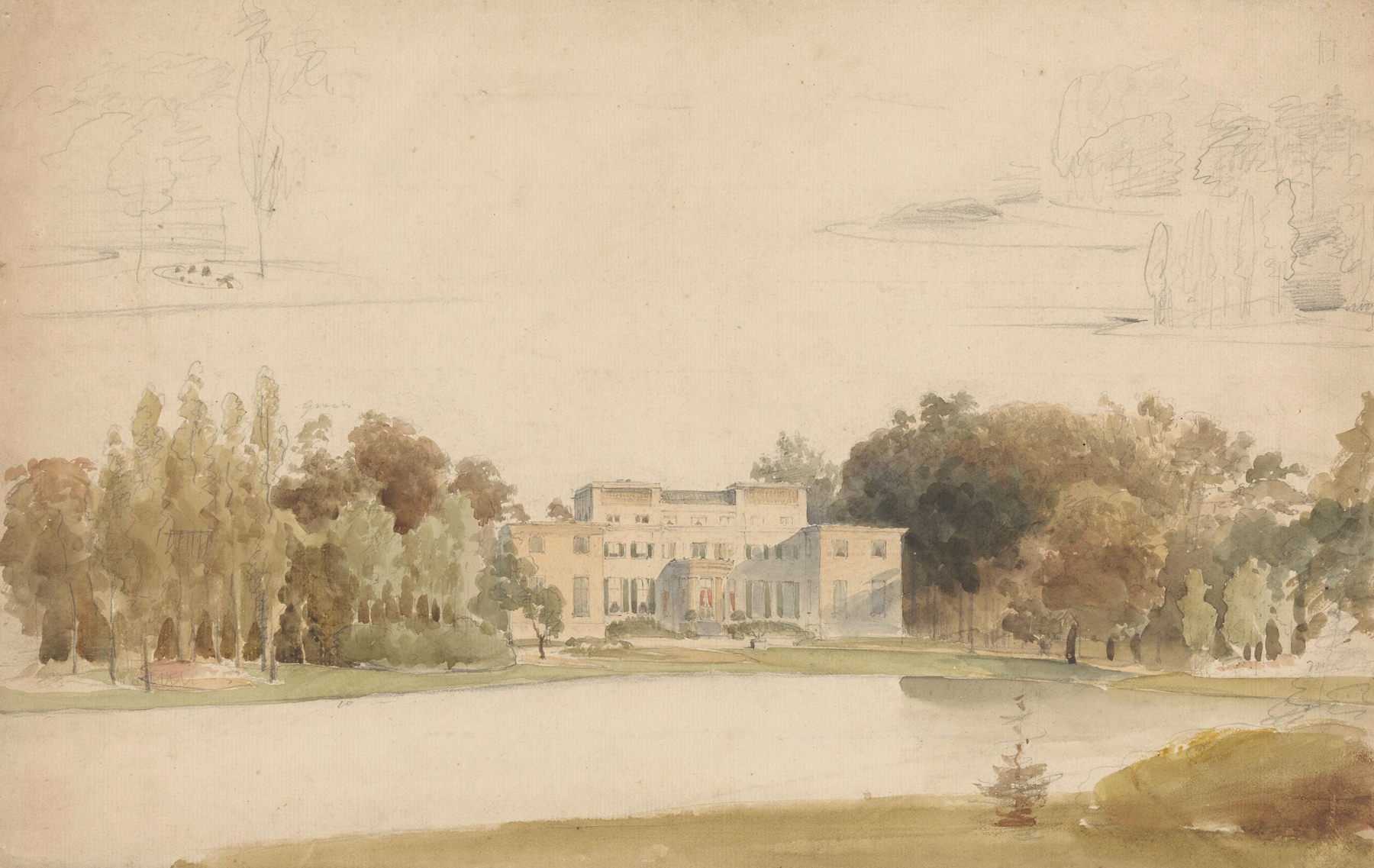 Landscape with a house and garden, oil painting by Lodewijk Johannes Kleijn