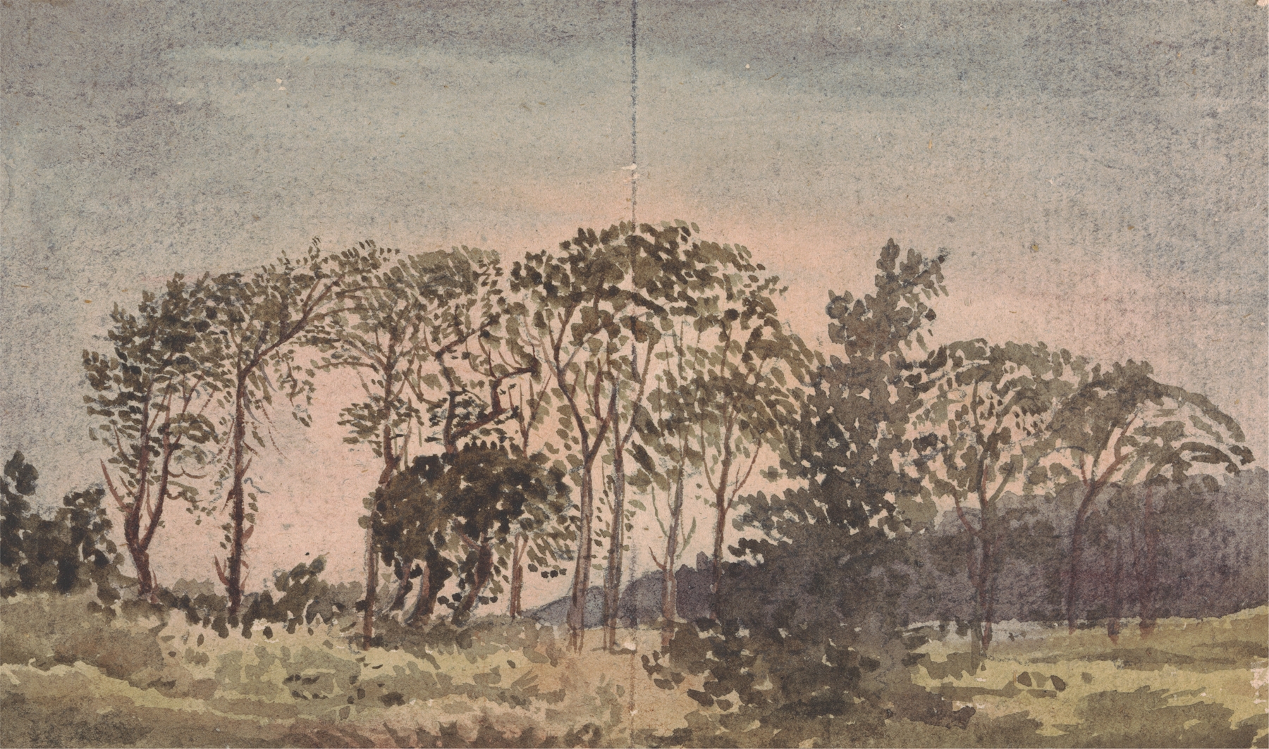 Landscape with trees by David Charles Read, oil painting depicting a serene forest scene.