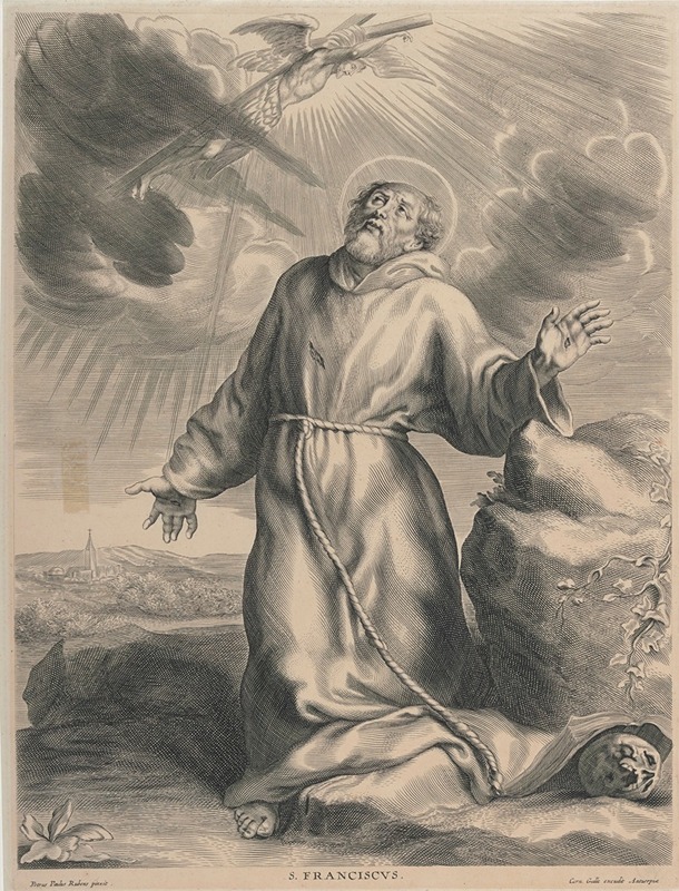 Peter Paul Rubens' painting depicts the moment of Saint Francis receiving the stigmata.