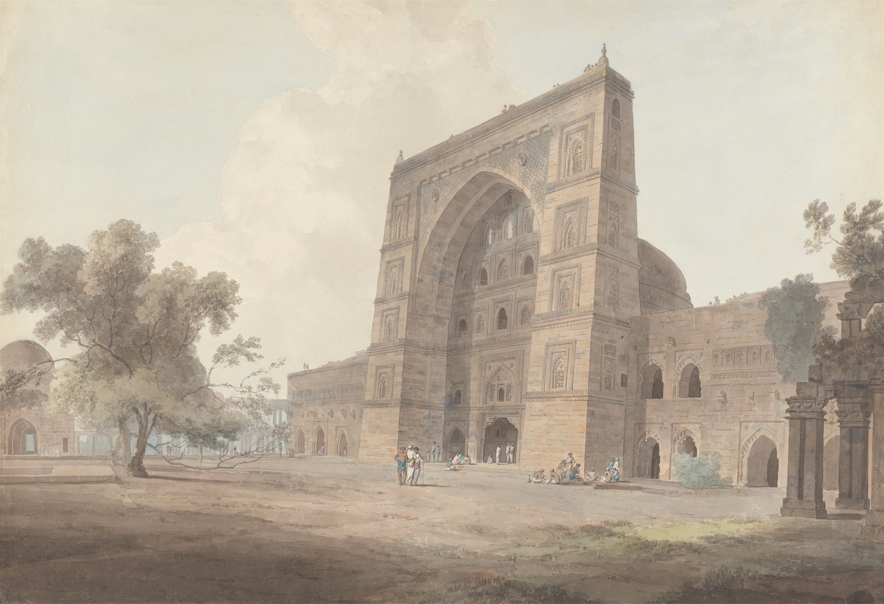 Main Entrance of the Jami Mosque, Jaunpur by William Daniell, depicting ornate architecture
