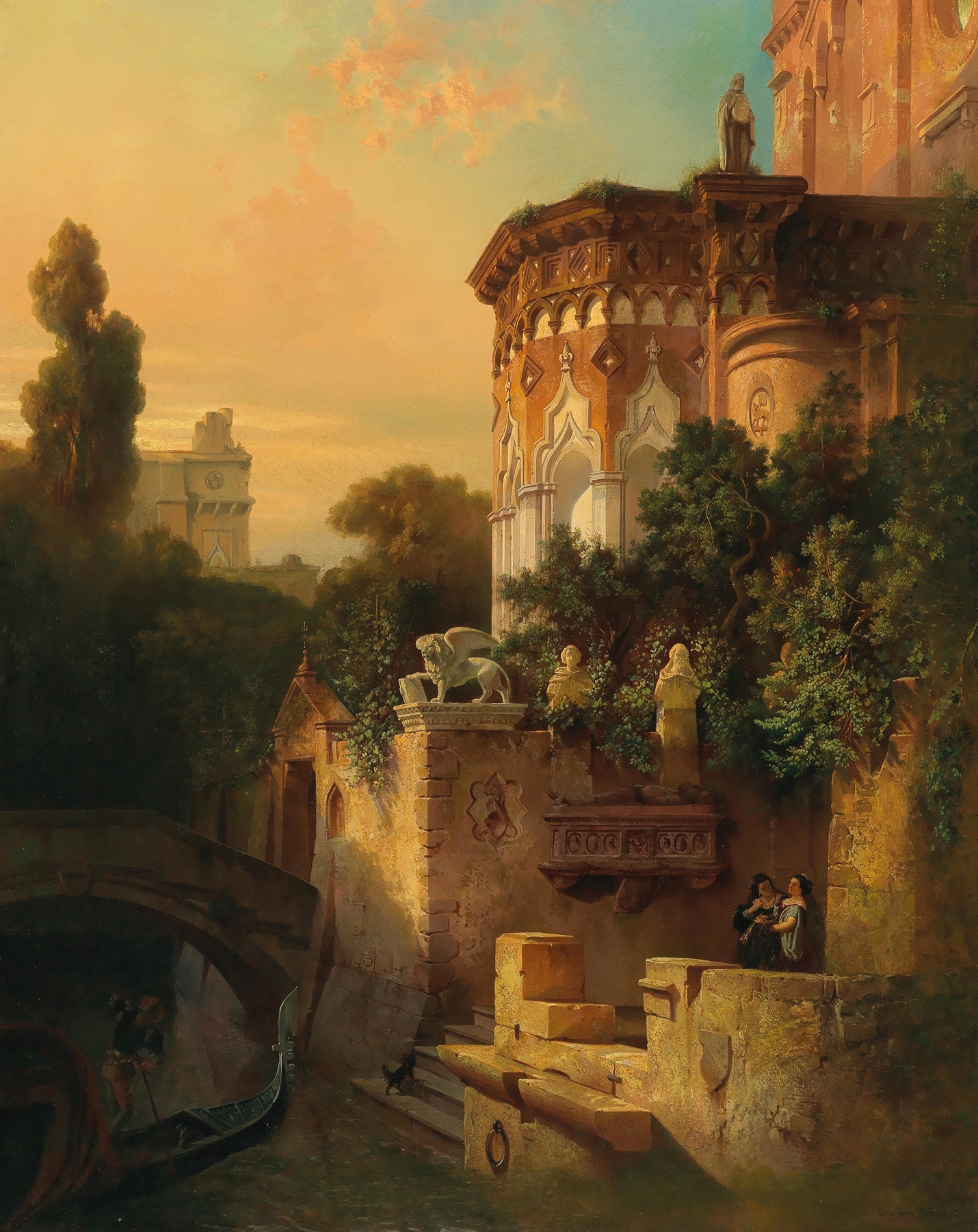 Venice landscape with Santi Giovanni e Paolo, oil painting by Christian Jank