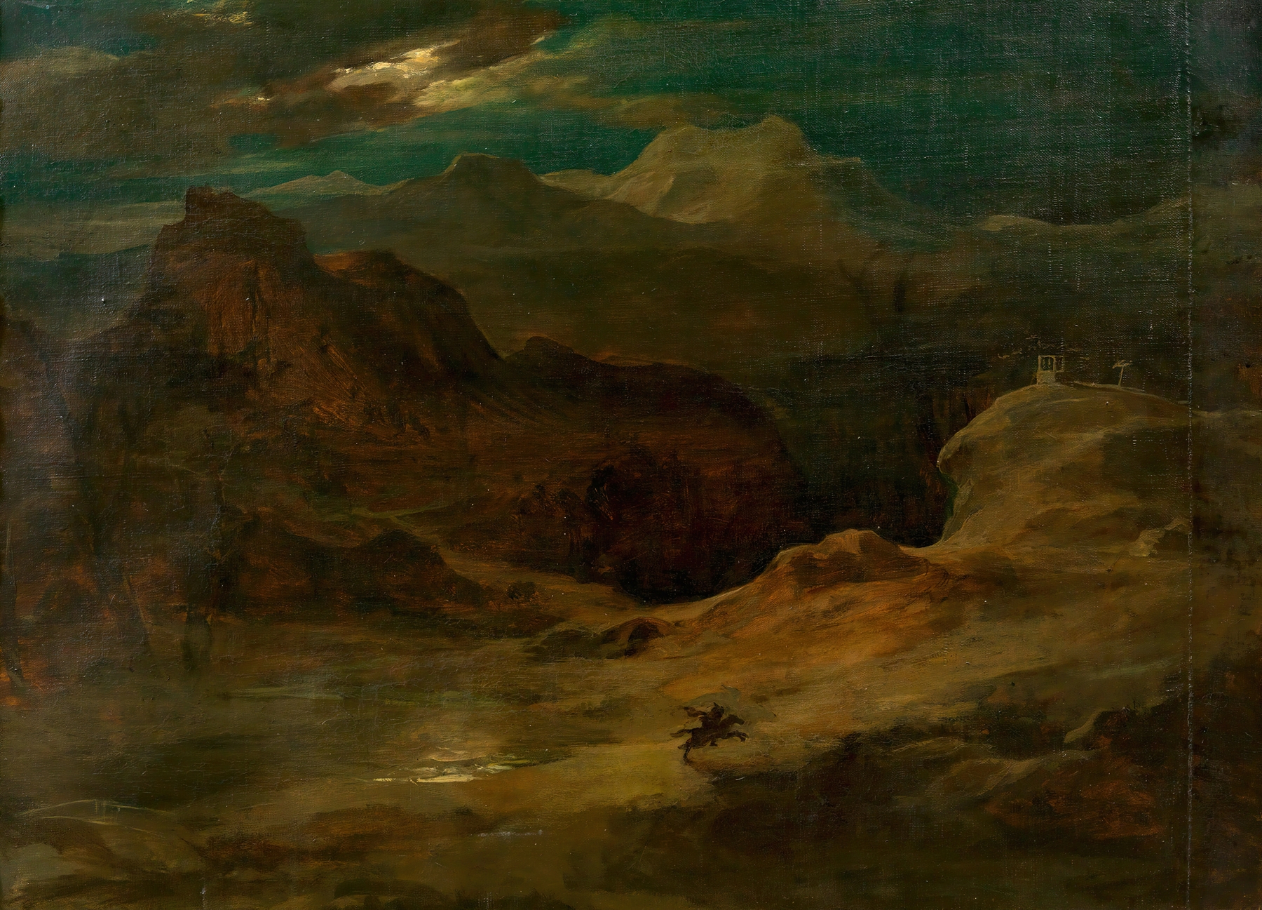 Landscape with moonlight and silhouette, oil on canvas by Friedrich von Amerling