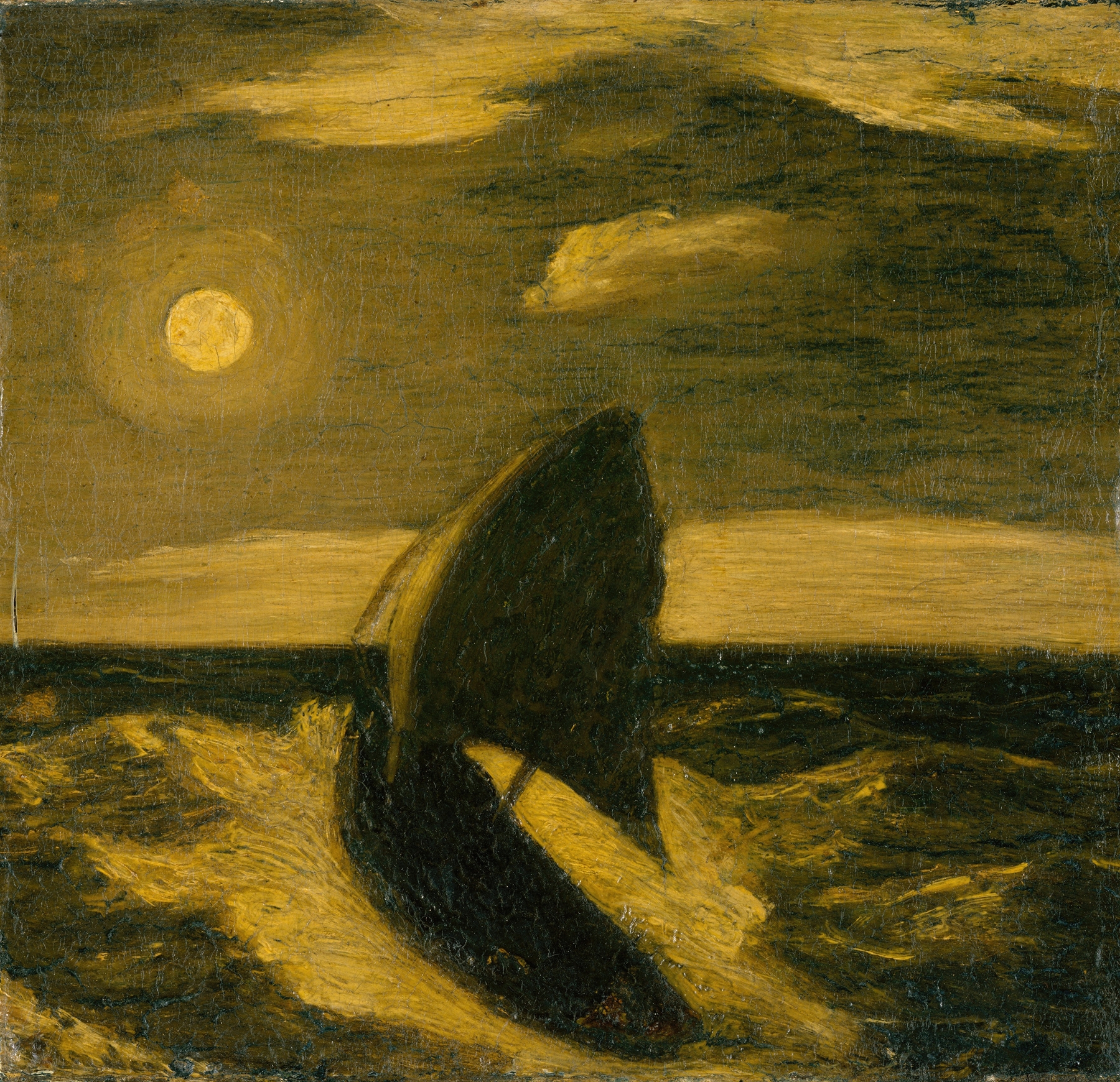 Marine scene with turbulent waves by Albert Pinkham Ryder, oil painting