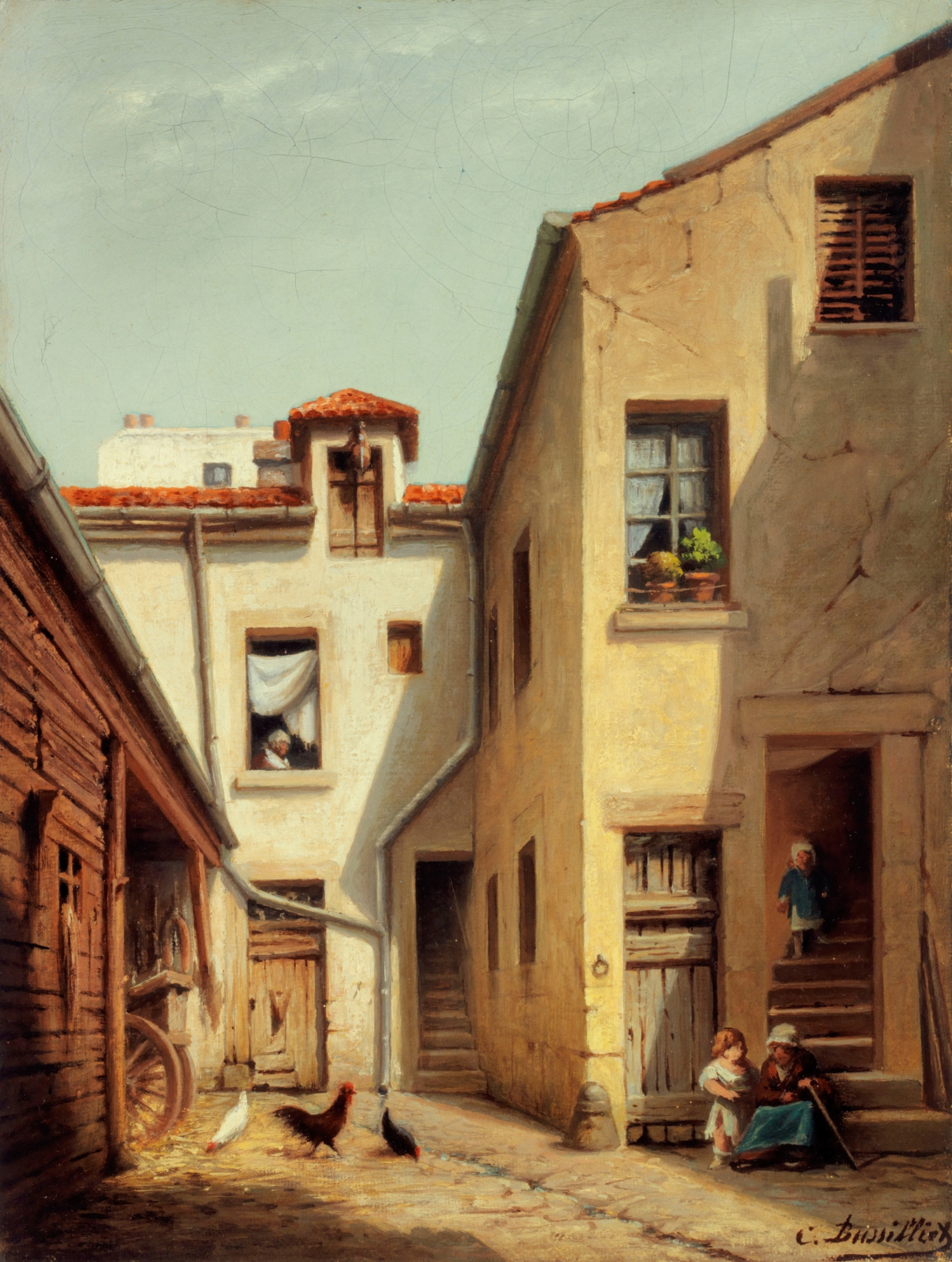 Intérieur de cour à Ménilmontant., by C. Bussilliet, public domain