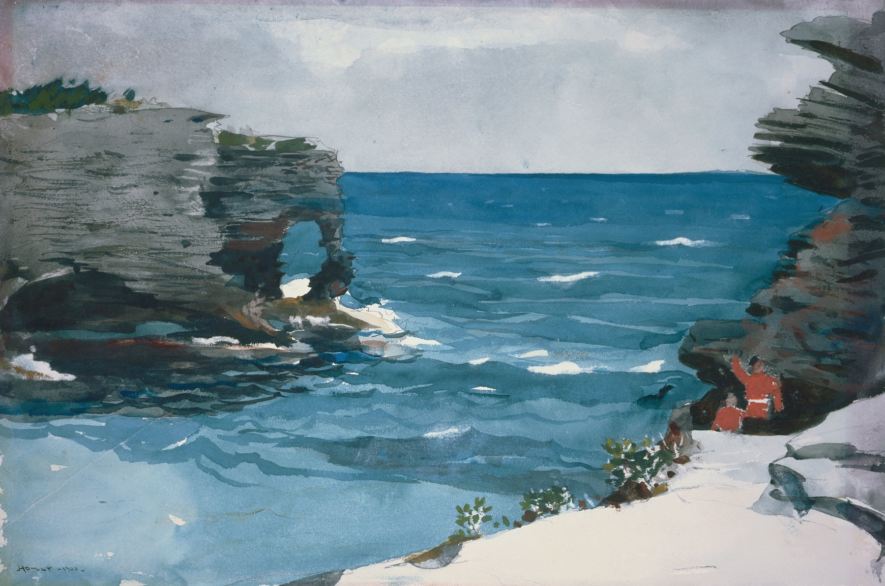 Rocky Shore, Bermuda, by Winslow Homer, public domain