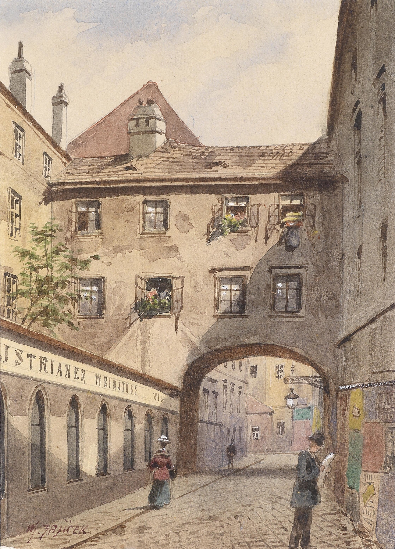 Landscape of Bäckerstraße by Karl Wenzel Zajicek, expressionism