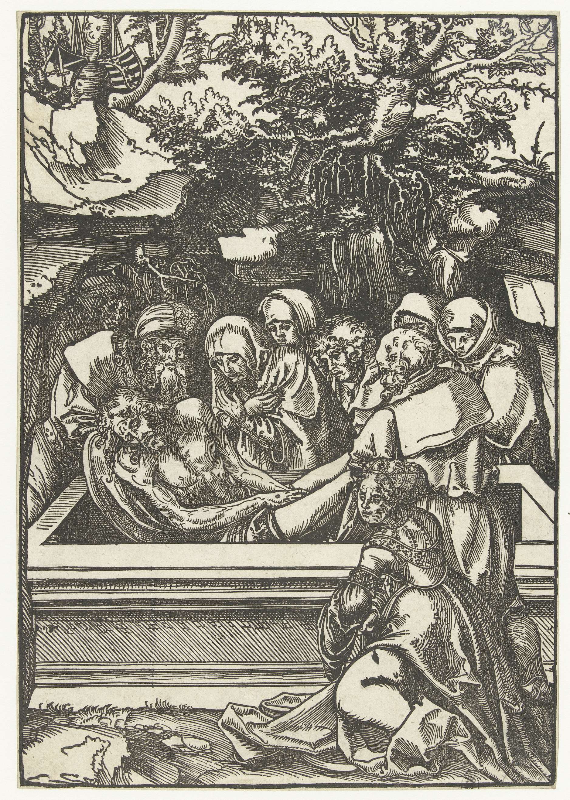 Graflegging by Lucas Cranach (I), paper medium, depicting a solemn figure with an expressive face.