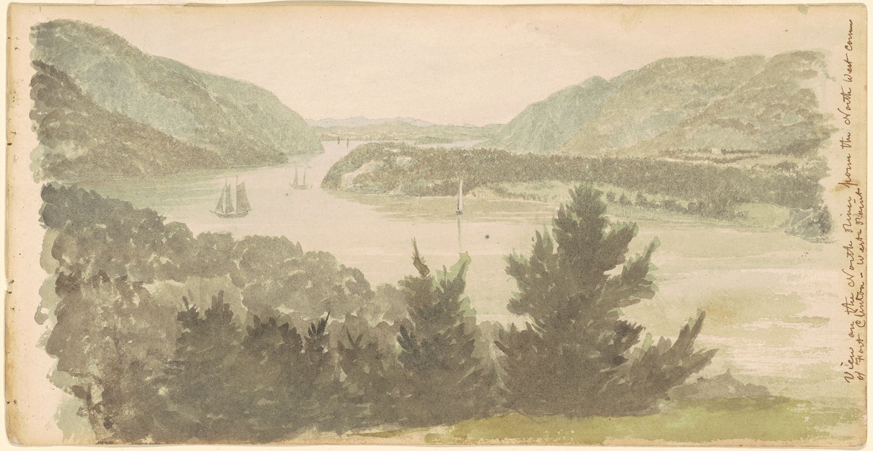 Landscape of the North River from Fort Clinton by Seth Eastman, oil painting