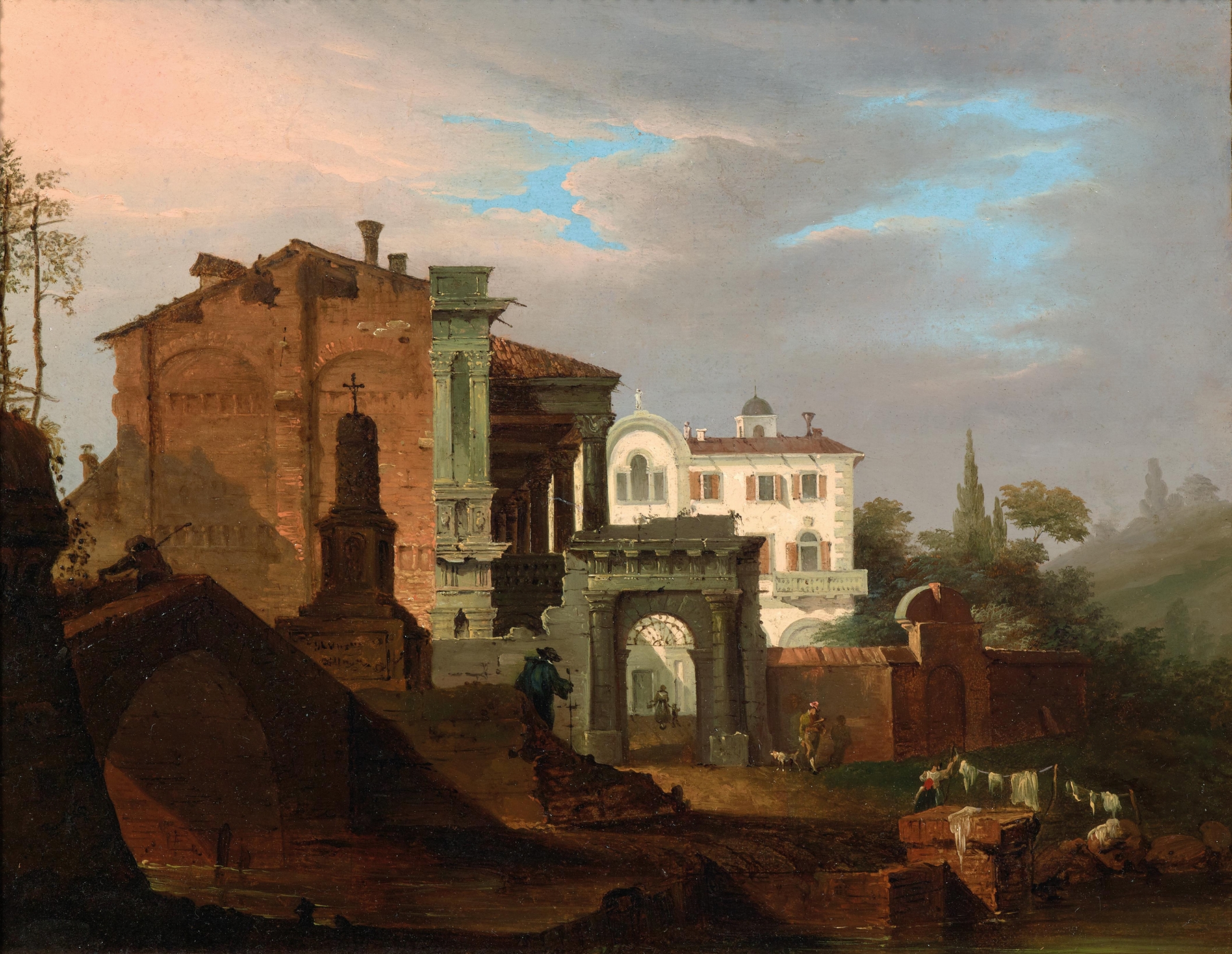 Venetian Capricci with Villa and Arch, oil on canvas by Giovanni Migliara