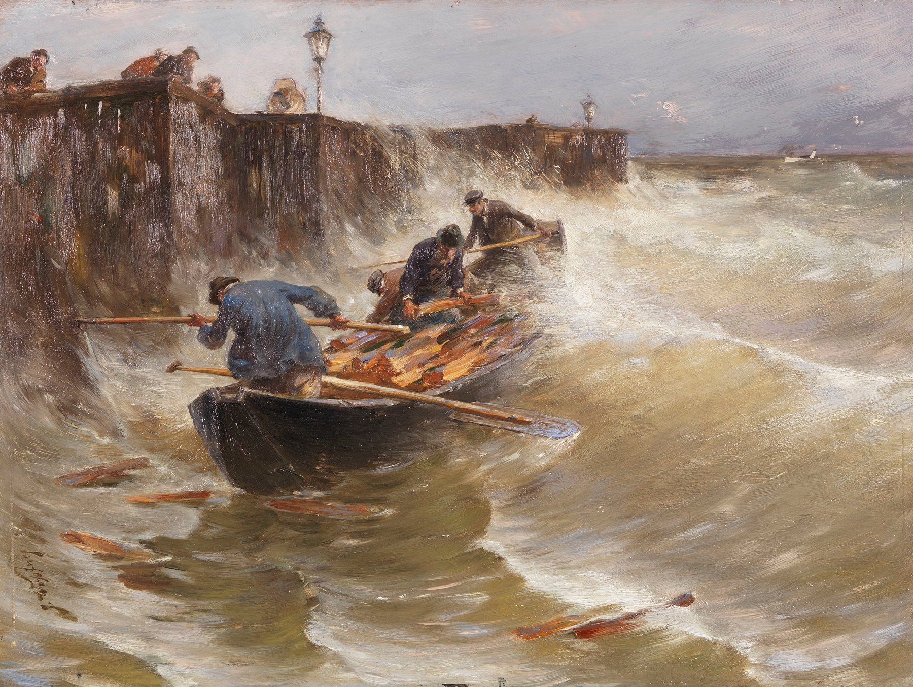 Gefährliche Anlandung der Holzfischer am Bodensee, by Joseph Wopfner, public domain