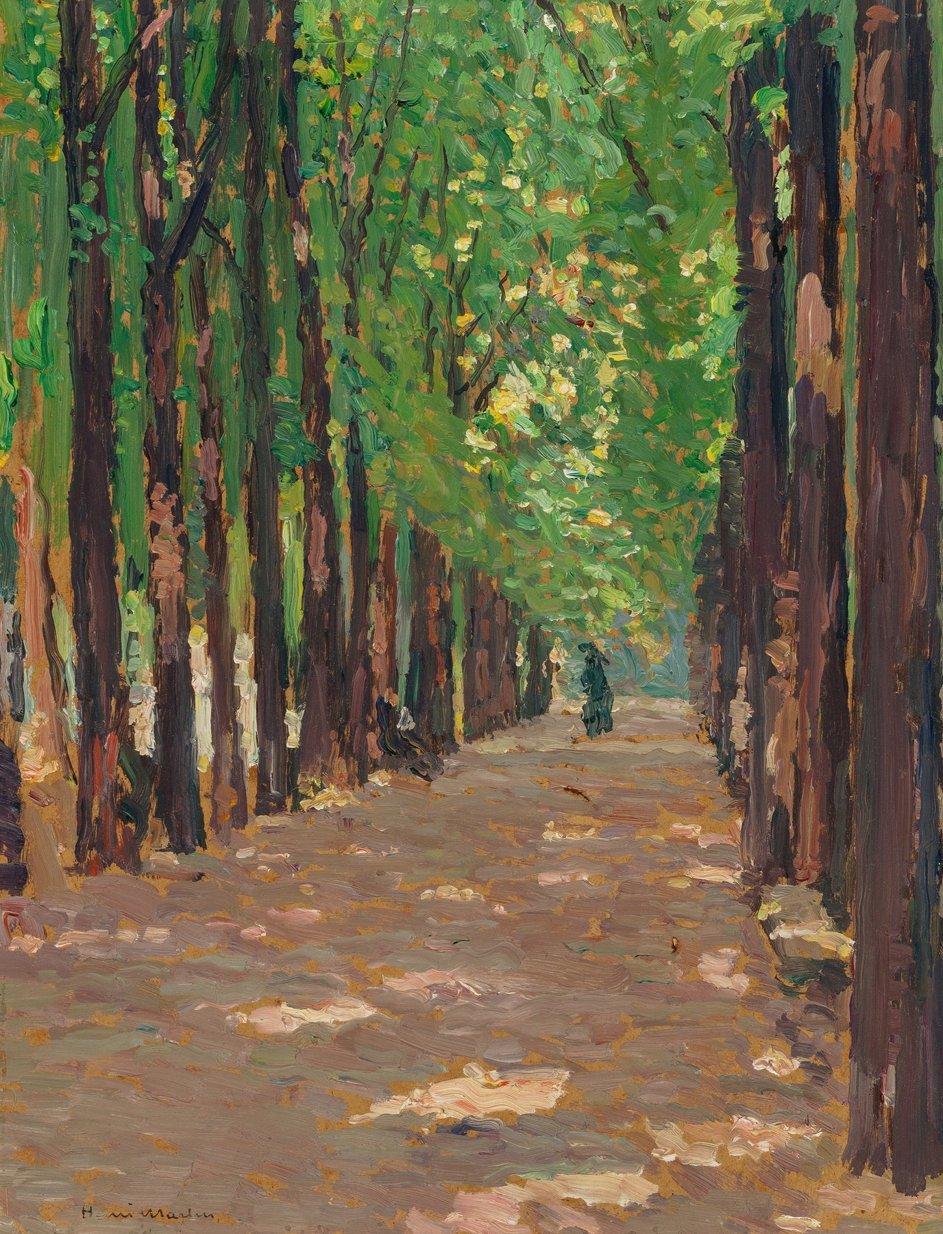 Garden path with foliage and soft light, oil on canvas by Henri Martin.